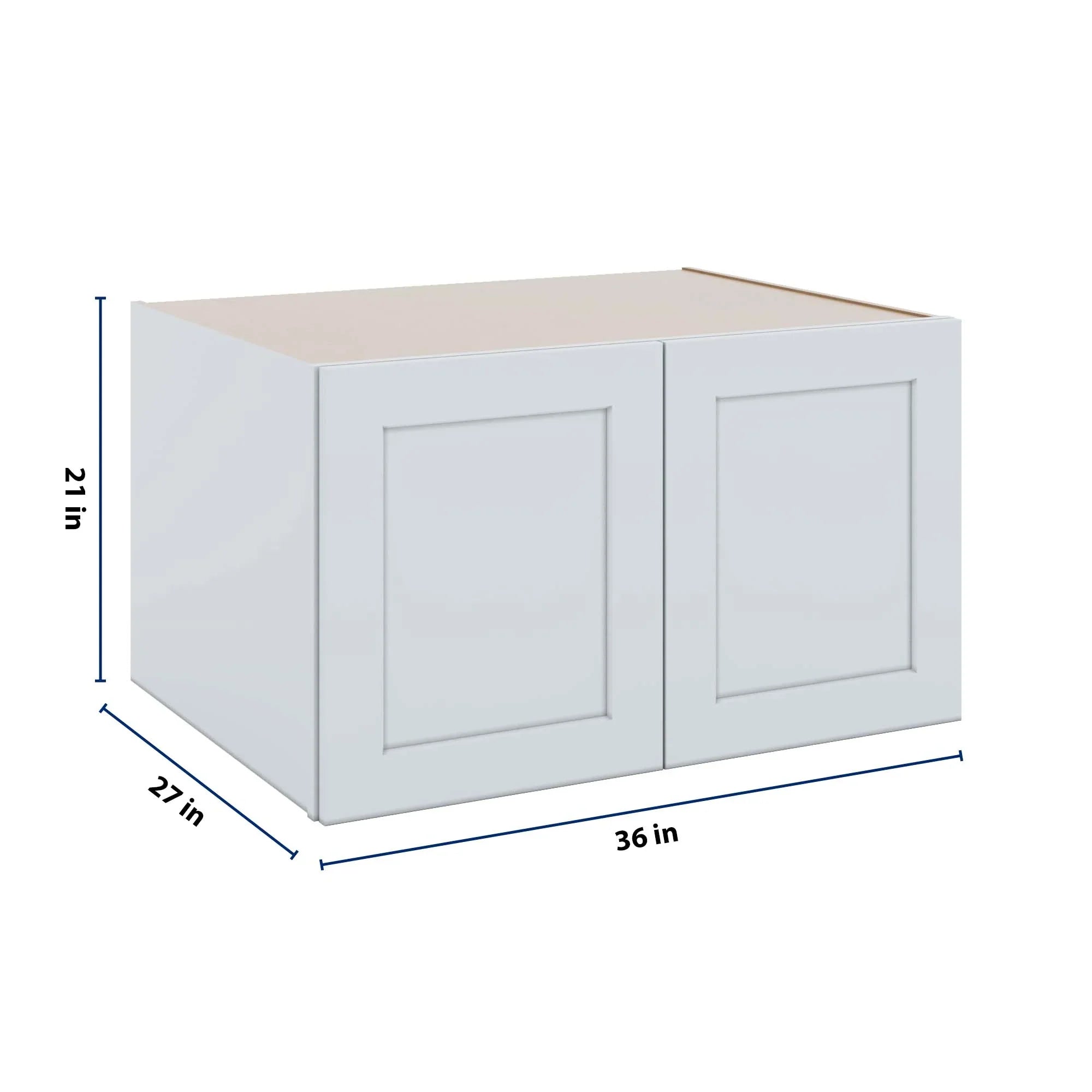J&K White Shaker S8 Refrigerator Wall Cabinet - 36" W x 21" H x 27" D