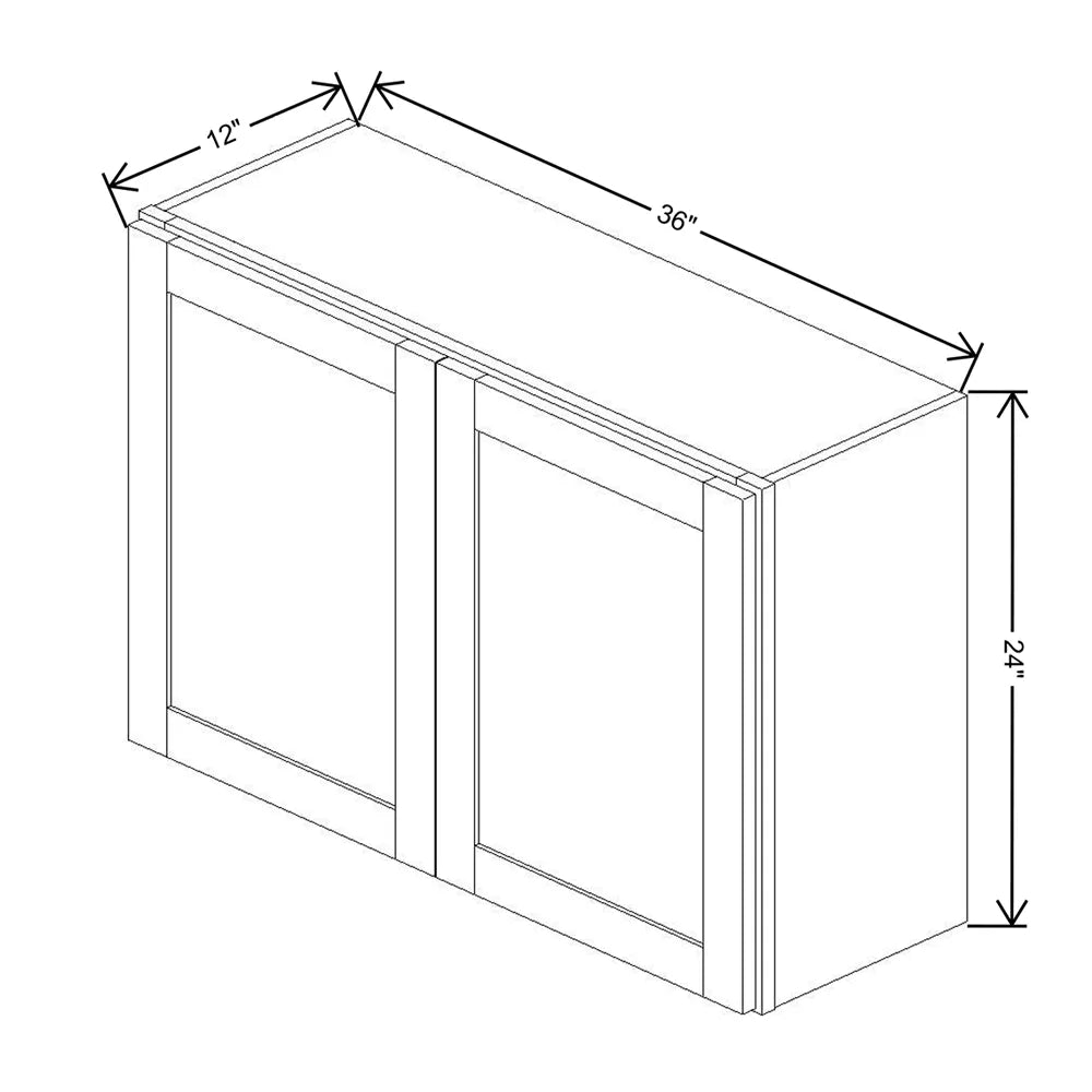 Kitchen Cabinet Distributors Shaker Designer White 5PC Double Door Wall Cabinet - 36" W x 24" H