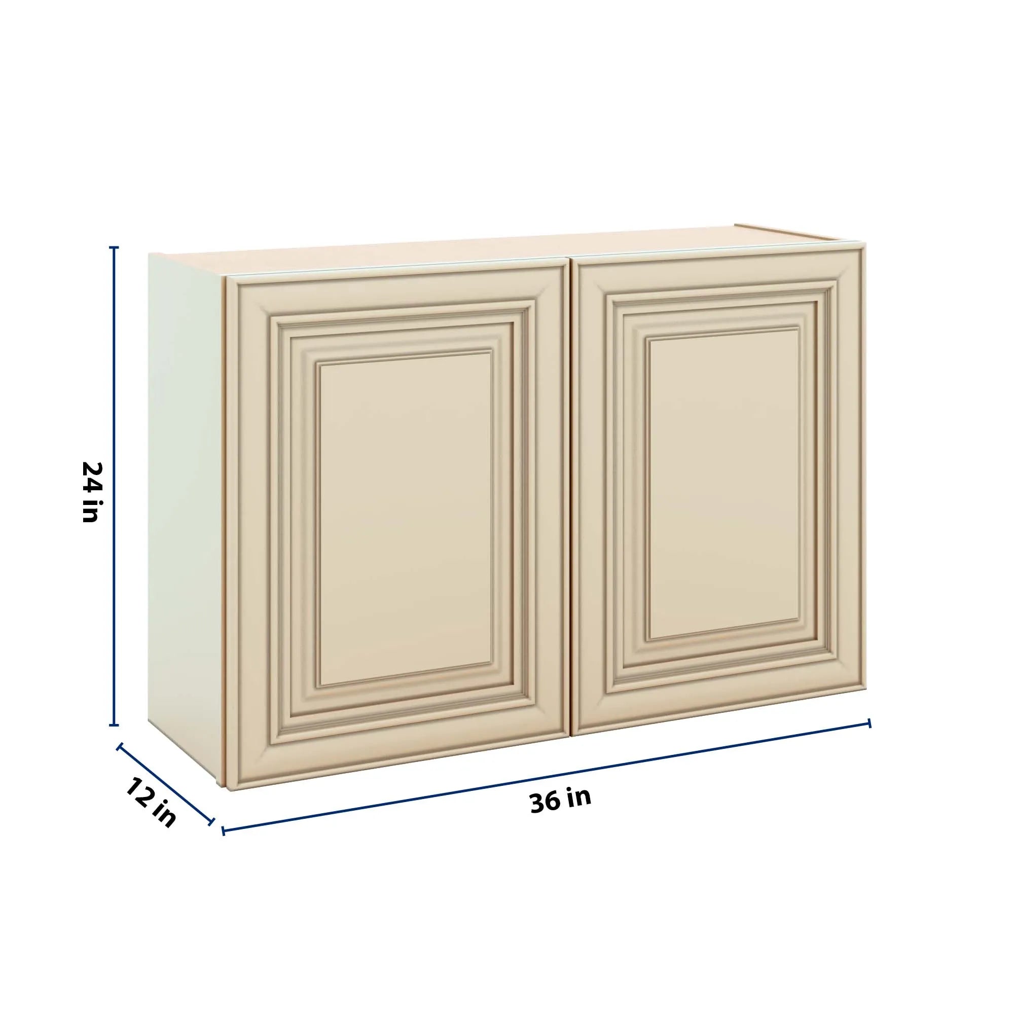 J&K Creme Glazed A7 Double Door Wall Cabinet - 36" W x 24" H