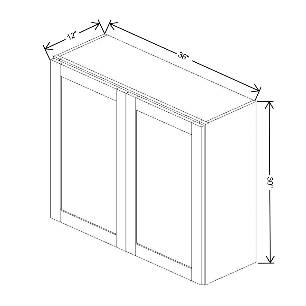 Kitchen Cabinet Distributors Shaker Designer White 5PC Double Door Wall Cabinet - 36" W x 30" H