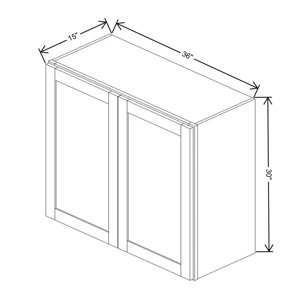 Kitchen Cabinet Distributors Essential White Double Door Wall Cabinet - 36" W x 30" H x 15" D