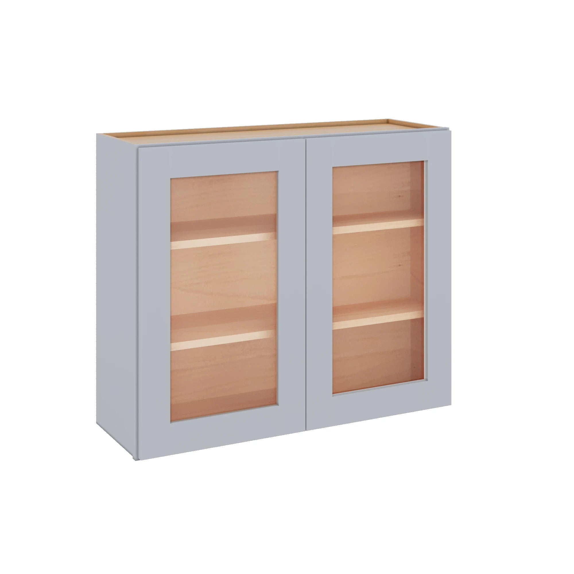 Modernform Cabinet Grey Shaker 36" W X 30" H X 12" D Double Glass Door Wall Cabinet