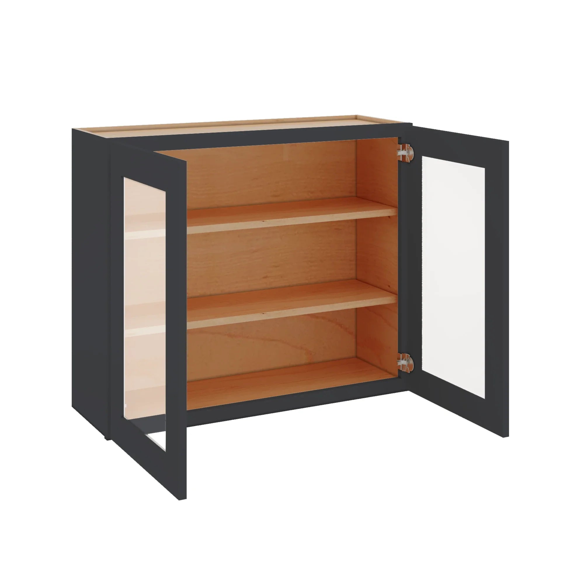 Modernform Cabinet Onyx Black Shaker 36" W X 30" H X 12" D Double Glass Door Wall Cabinet