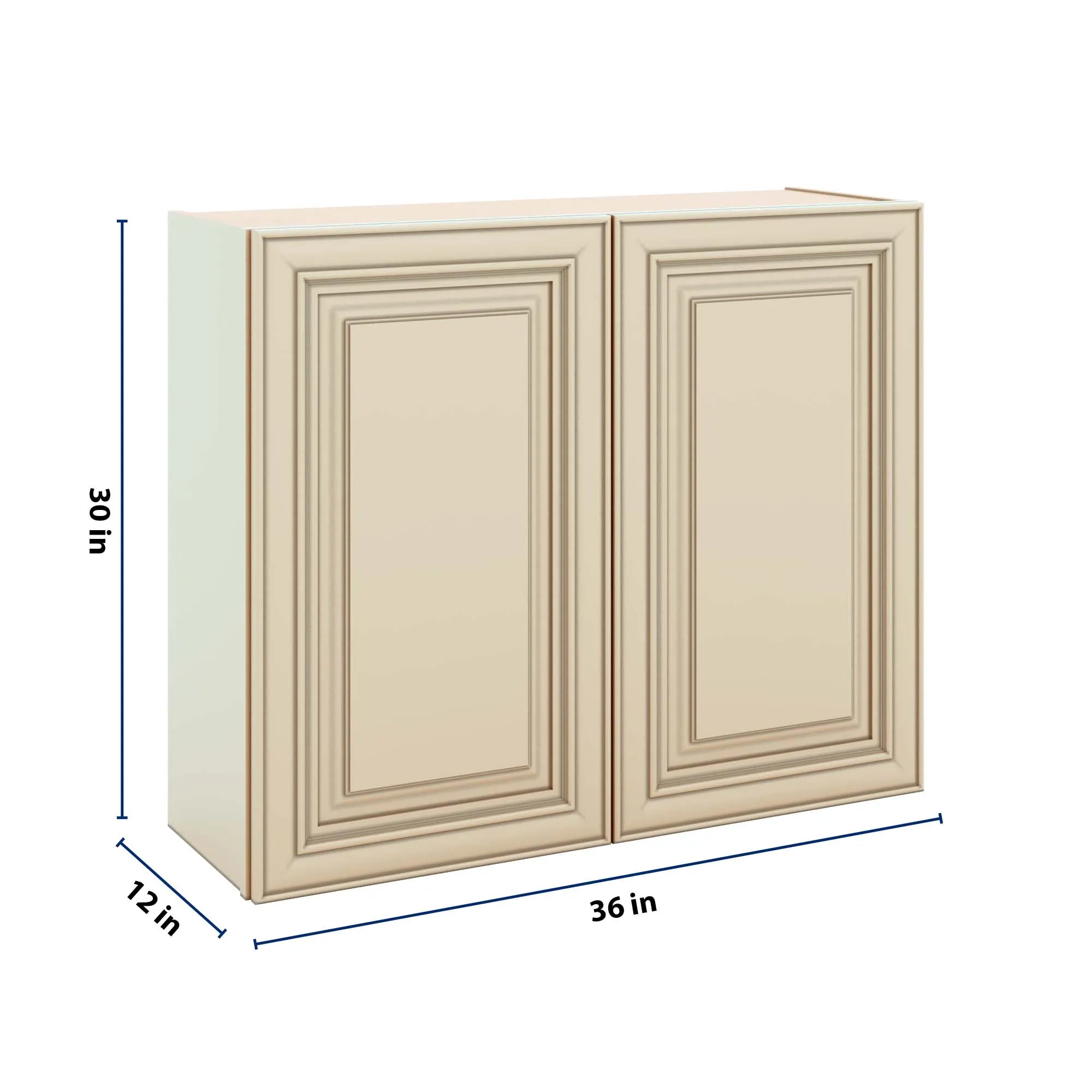 J&K Creme Glazed A7 Double Door Wall Cabinet - 36" W x 30" H