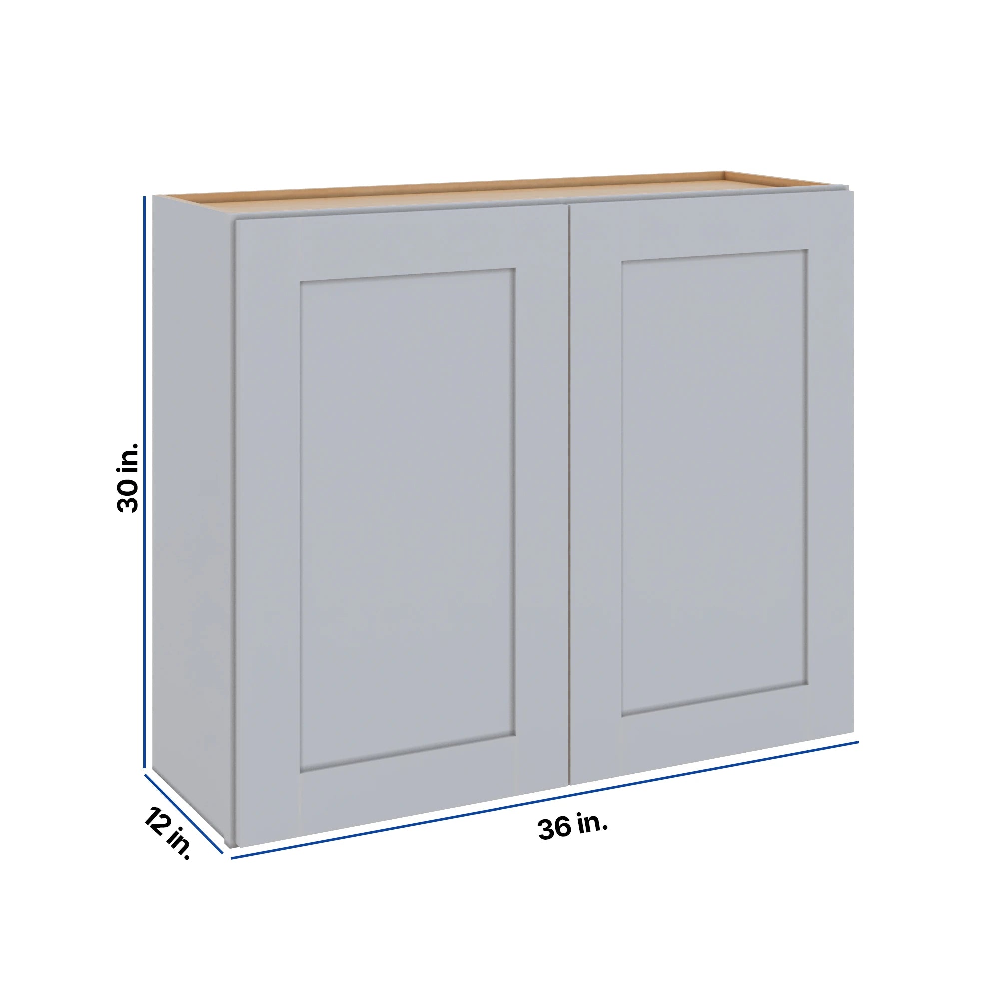 Modernform Cabinet Grey Shaker 36" W X 30" H X 12" D Double Door Wall Cabinet