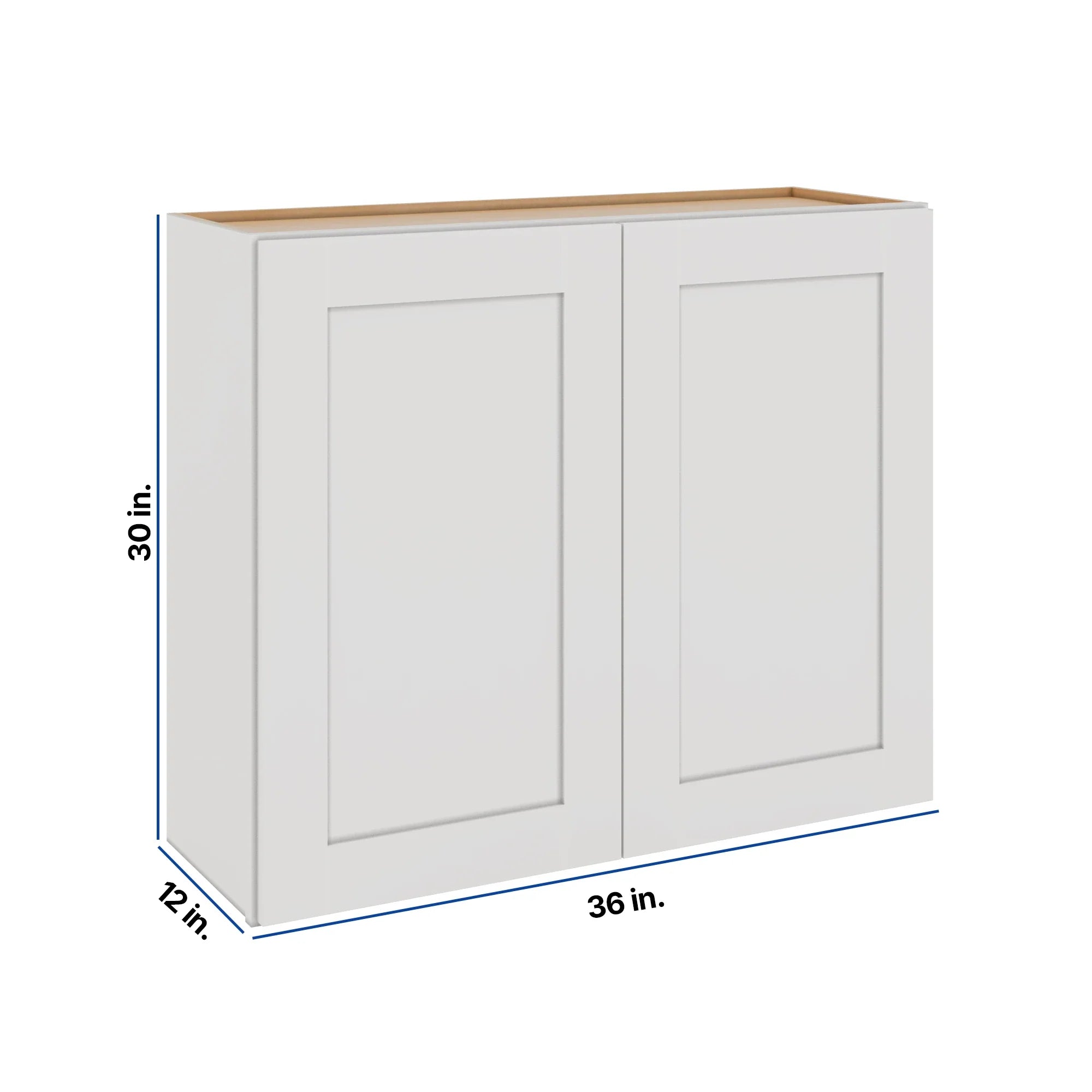 Modernform Cabinet White Shaker 36" W X 30" H X 12" D Double Door Wall Cabinet