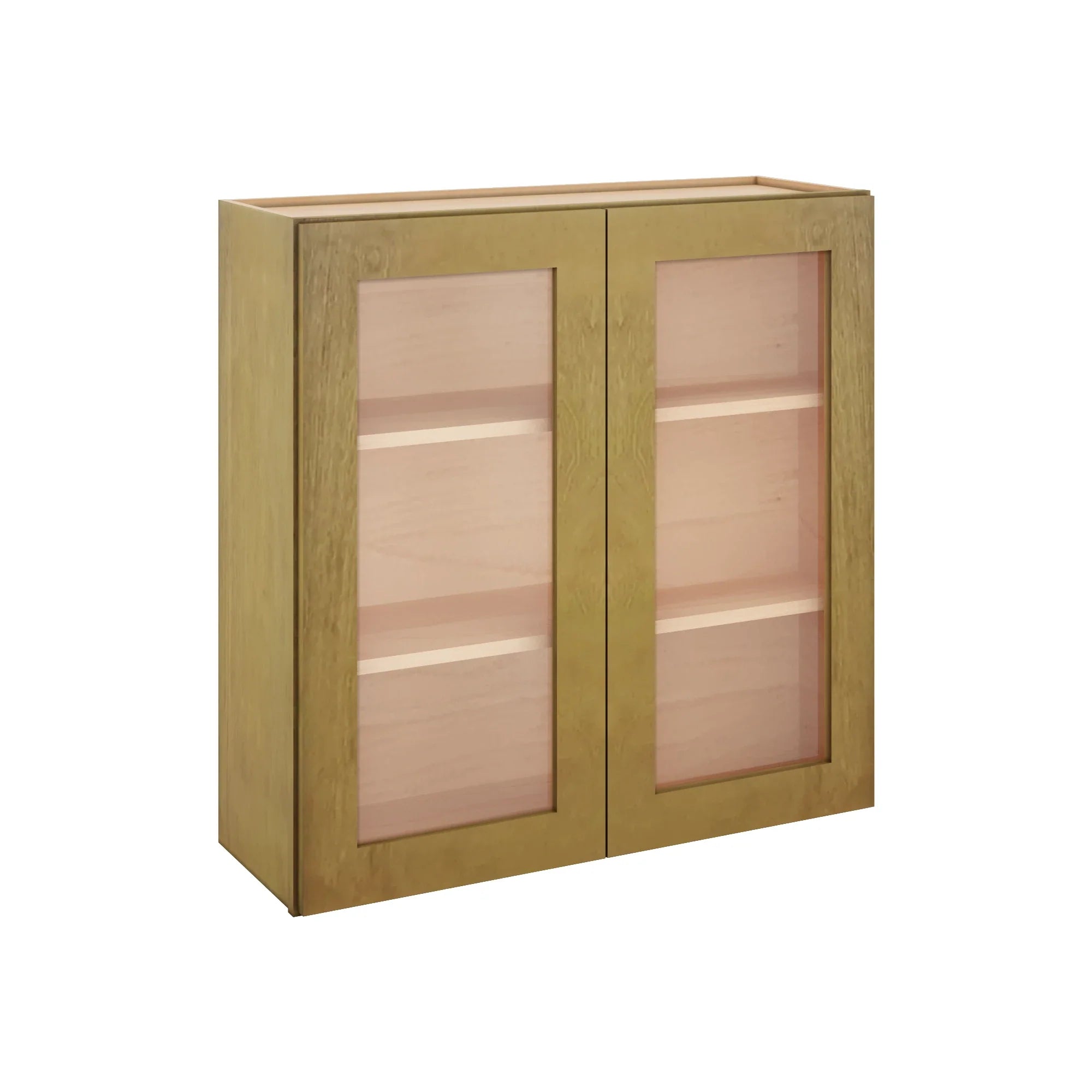Modernform Cabinet Natural Shaker 36" W X 36" H X 12" D Double Glass Door Wall Cabinet