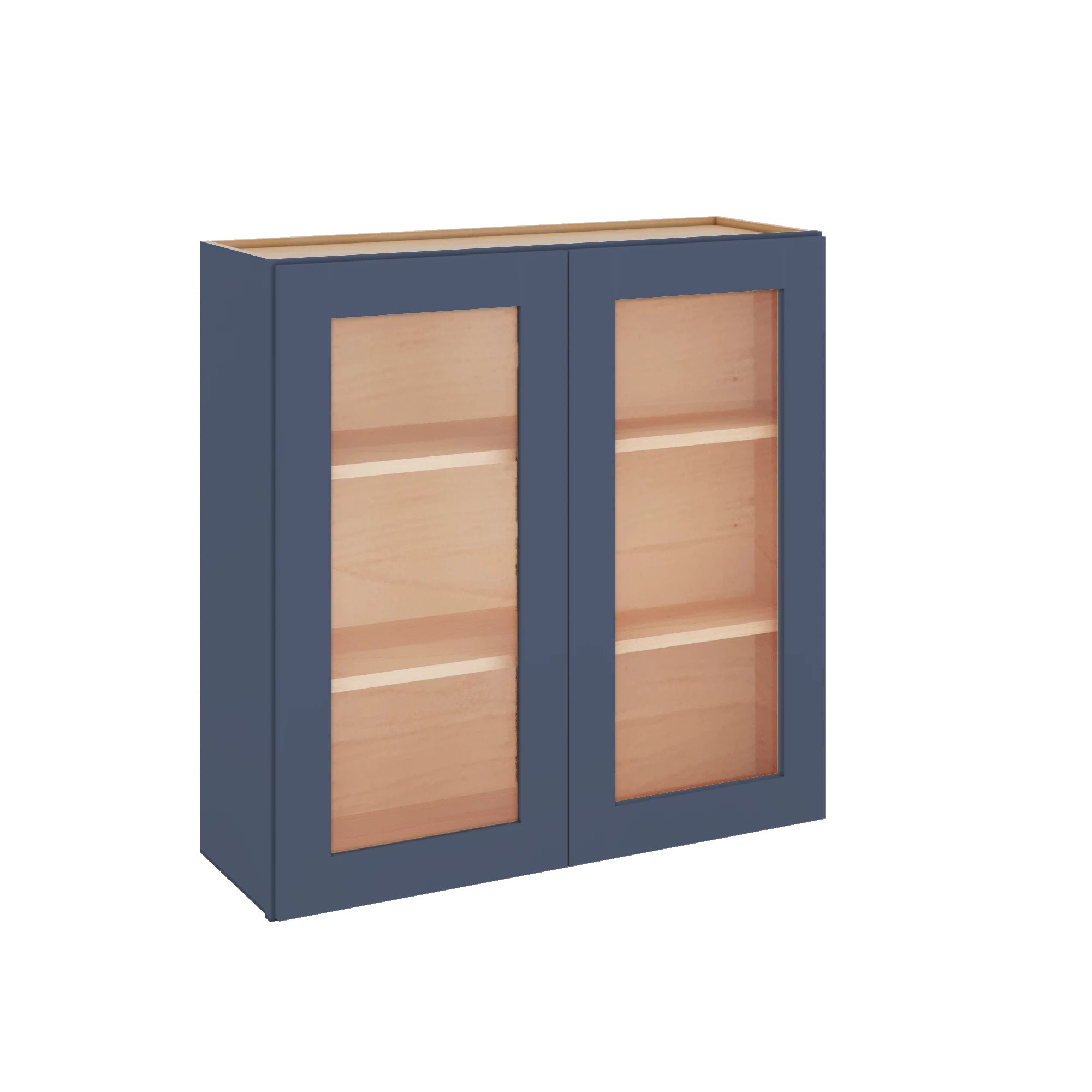 Modernform Cabinet Signature Blue 36" W X 36" H X 12" D Double Glass Door Wall Cabinet