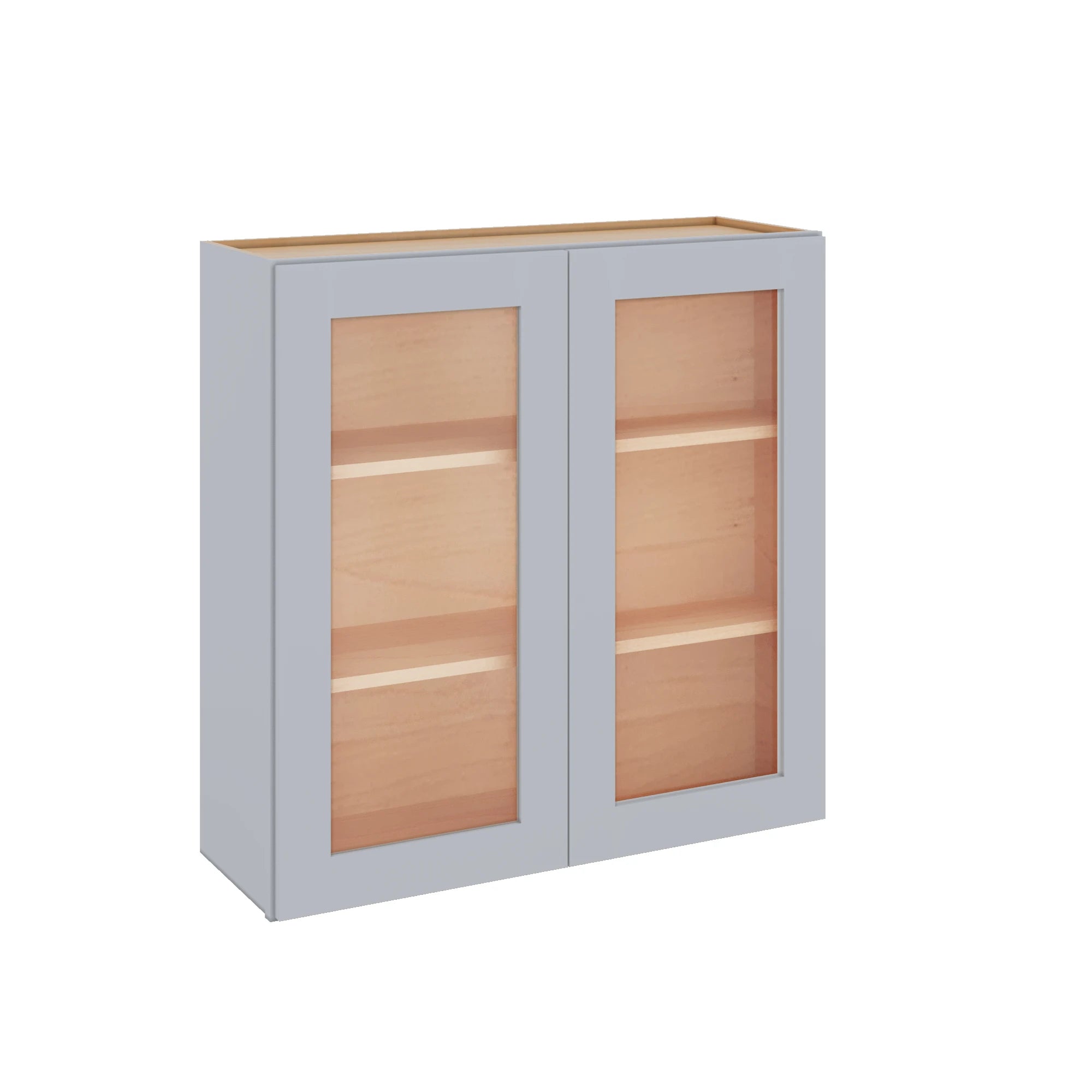 Modernform Cabinet Grey Shaker 36" W X 36" H X 12" D Double Glass Door Wall Cabinet