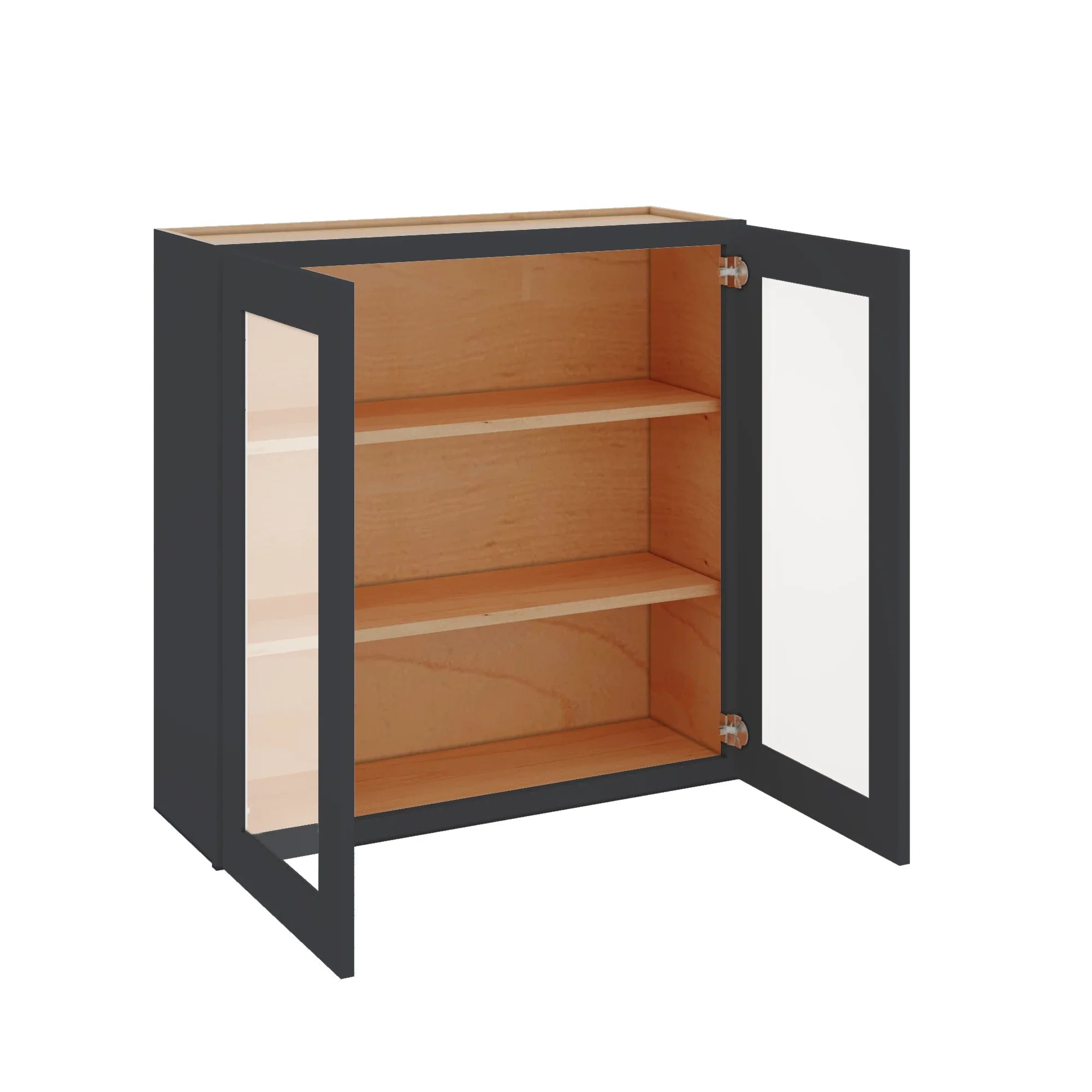 Modernform Cabinet Onyx Black Shaker 36" W X 36" H X 12" D Double Glass Door Wall Cabinet