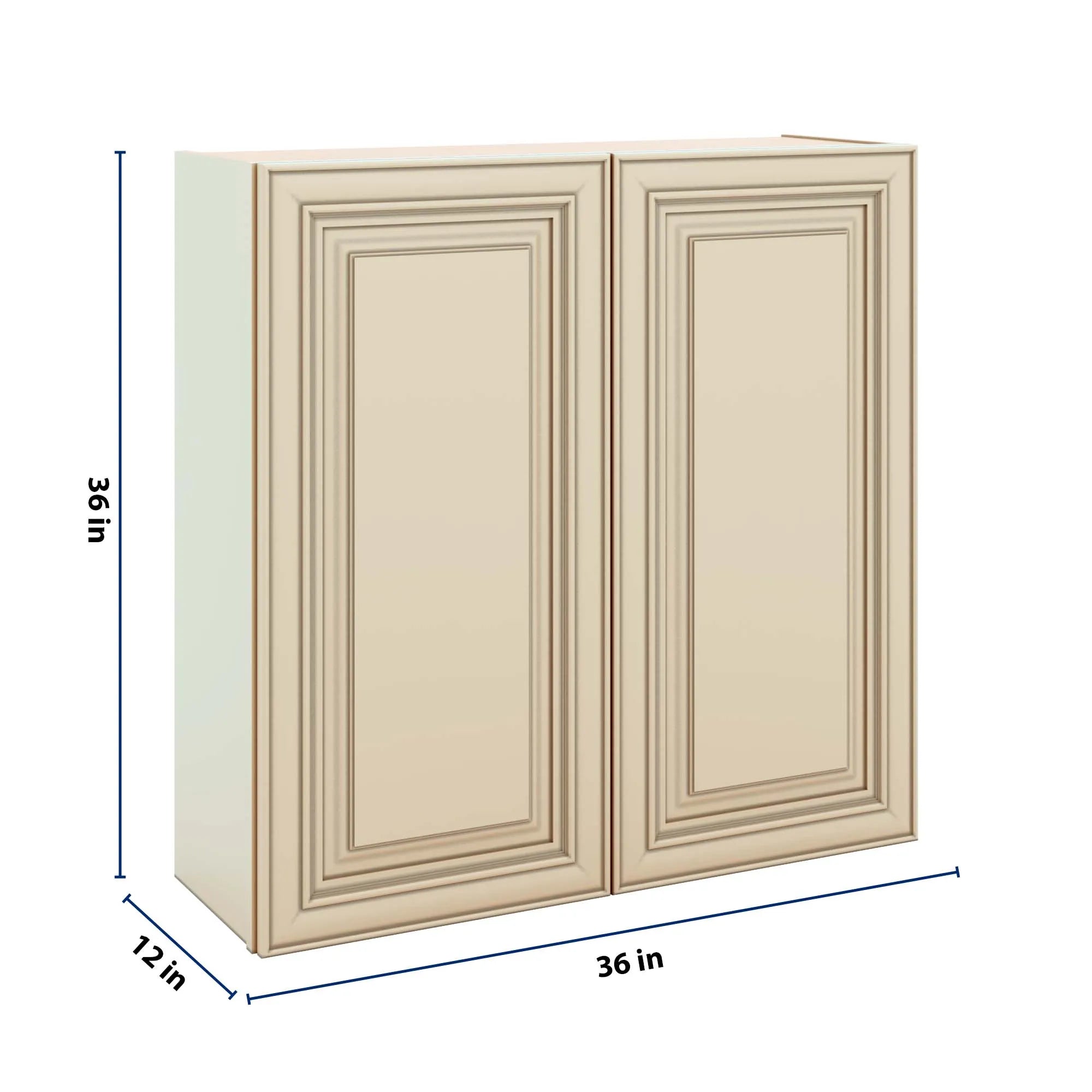 J&K Creme Glazed A7 Double Door Wall Cabinet - 36" W x 36" H