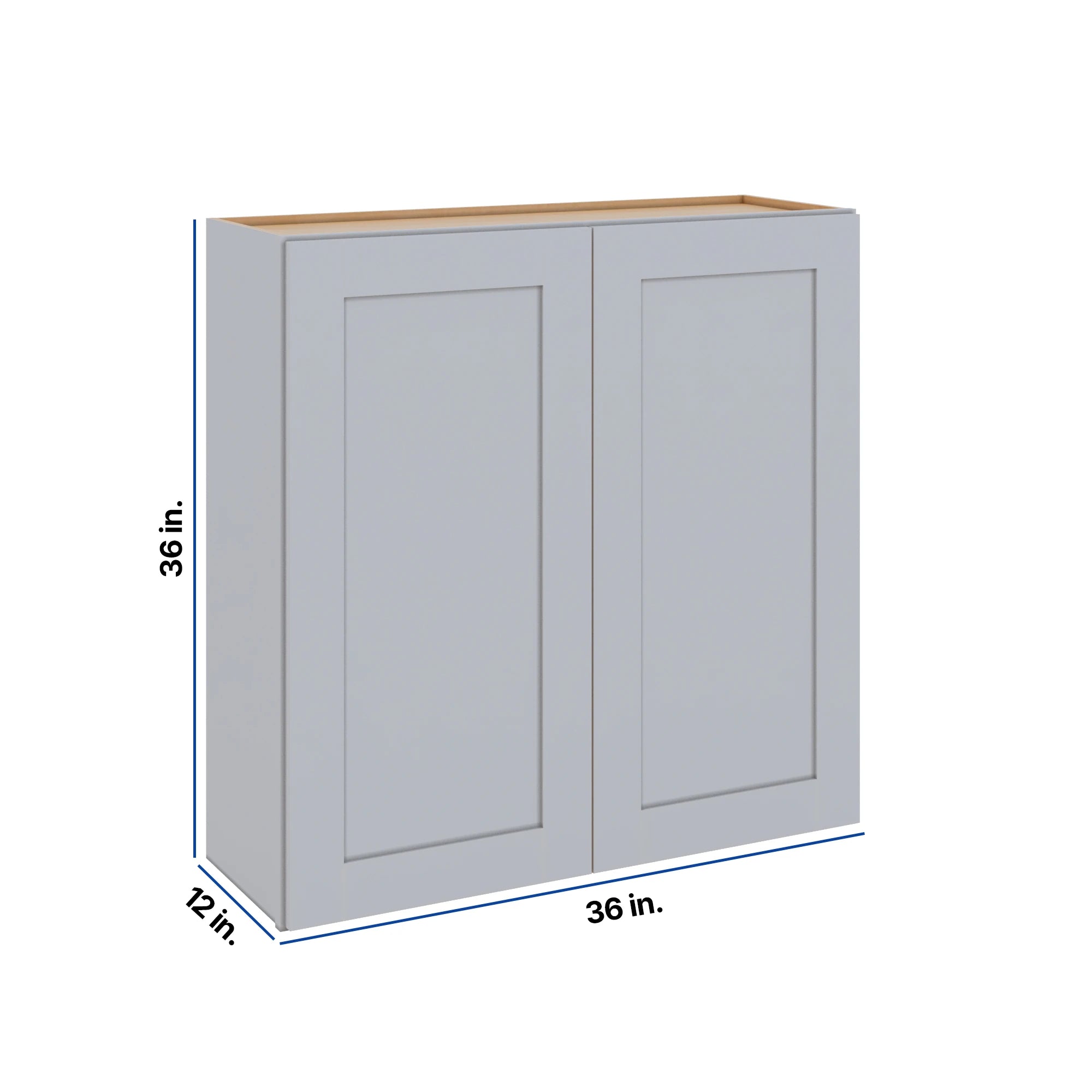Modernform Cabinet Grey Shaker 36" W X 36" H X 12" D Double Door Wall Cabinet