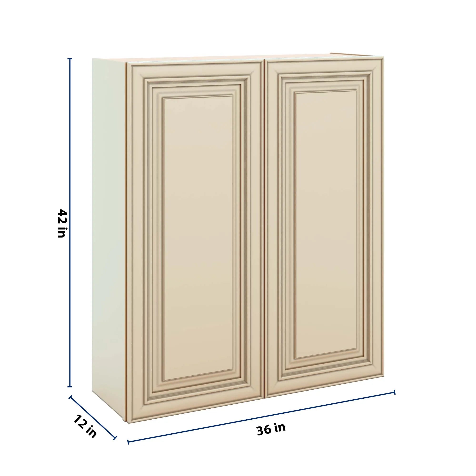 J&K Creme Glazed A7 Double Door Wall Cabinet - 36" W x 42" H