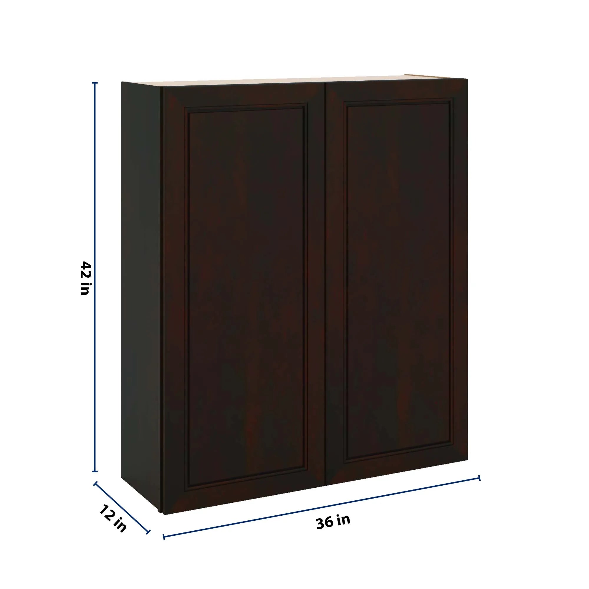 J&K Espresso K8 Double Door Wall Cabinet - 36" W x 42" H