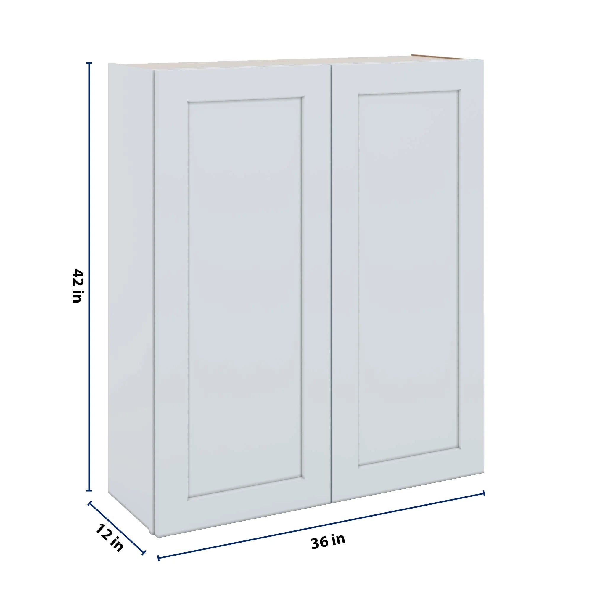 J&K White Shaker S8 Double Door Wall Cabinet - 36" W x 42" H