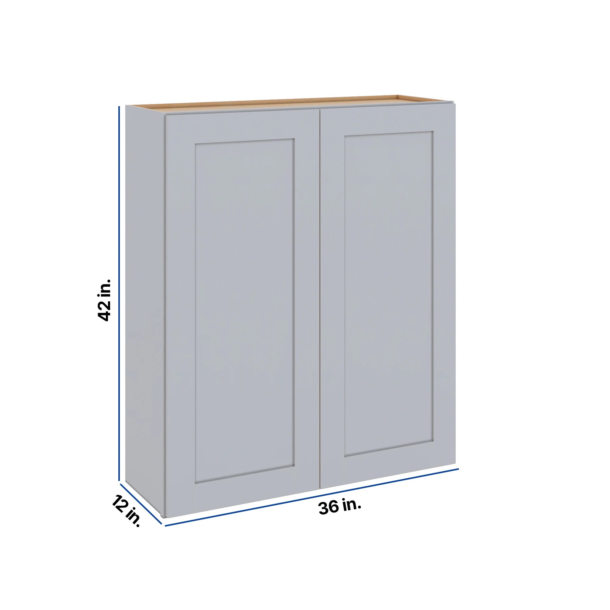 Modernform Cabinet Grey Shaker 36" W X 42" H X 12" D Double Door Wall Cabinet