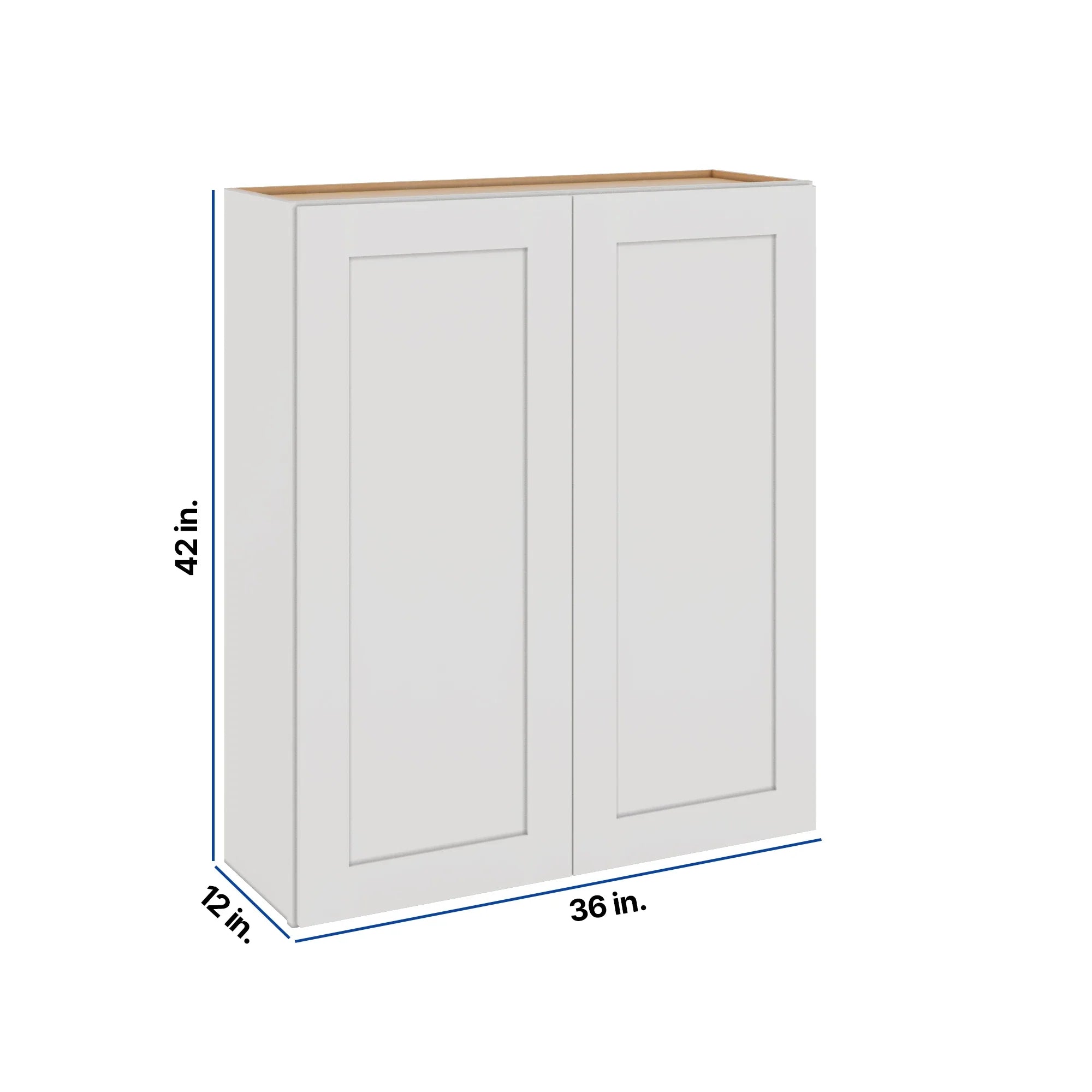 Modernform Cabinet White Shaker 36" W X 42" H X 12" D Double Door Wall Cabinet