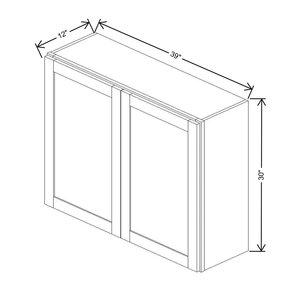 Kitchen Cabinet Distributors Shaker Designer White 5PC Double Door Wall Cabinet - 39" W x 30" H