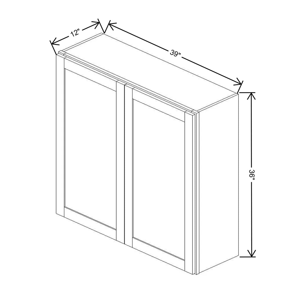 Kitchen Cabinet Distributors Shaker Designer White 5PC Double Door Wall Cabinet - 39" W x 36" H