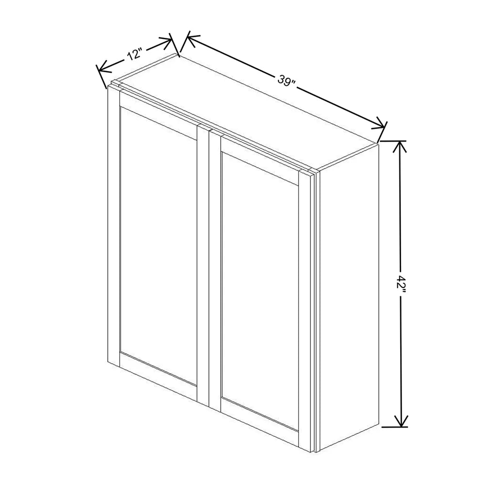 Kitchen Cabinet Distributors Shaker Designer White 5PC Double Door Wall Cabinet - 39" W x 42" H