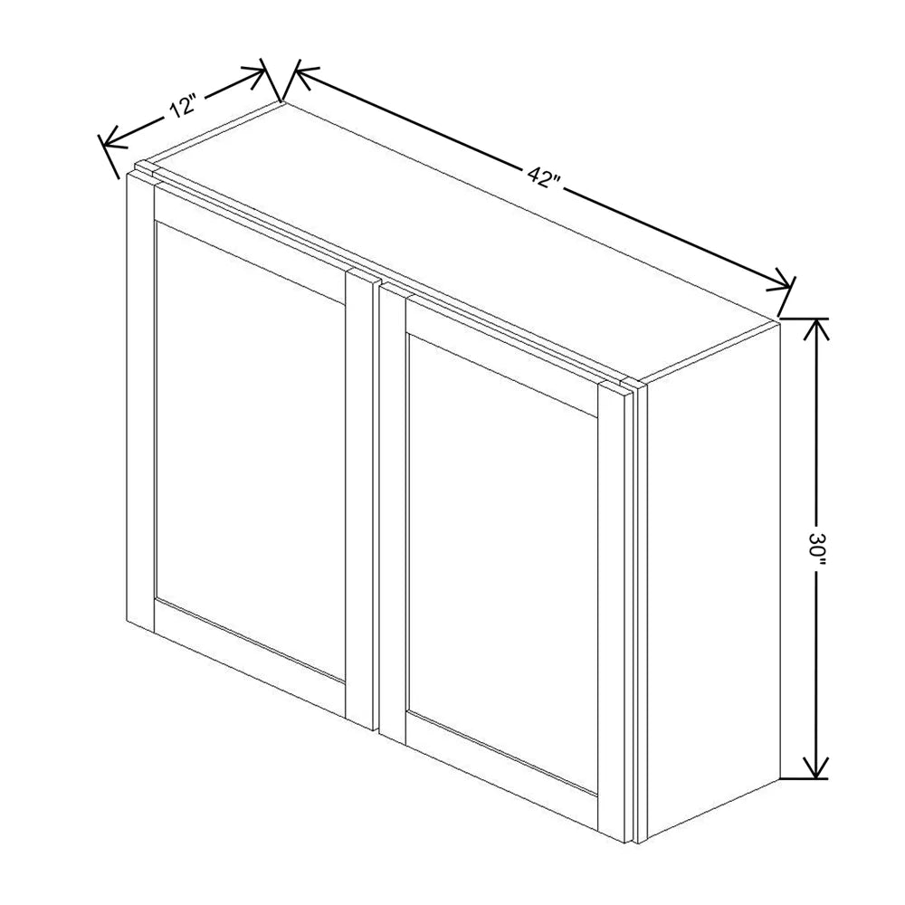 Kitchen Cabinet Distributors Shaker Designer White 5PC Double Door Wall Cabinet - 42" W x 30" H