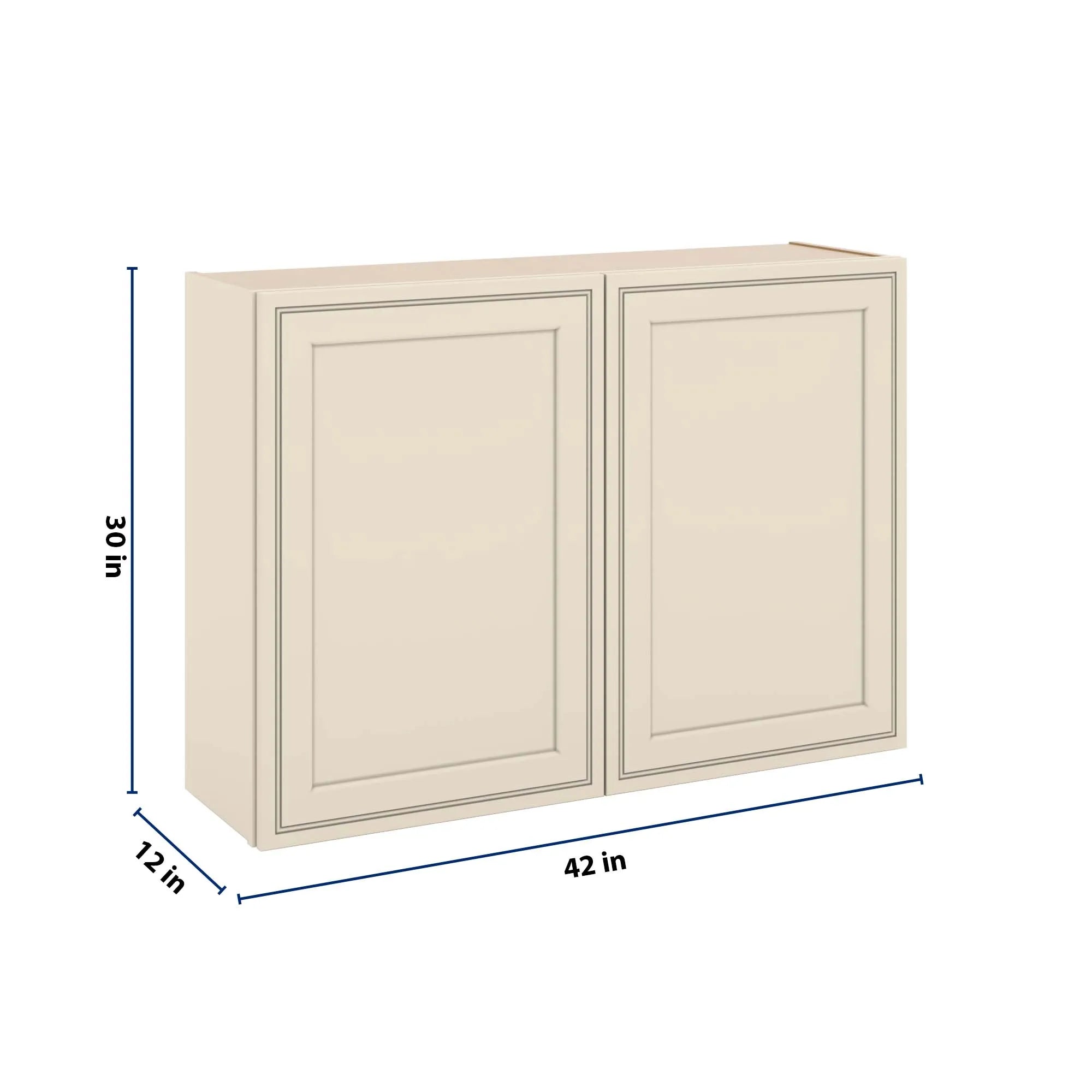 J&K Pearl Glazed H9 Double Door Wall Cabinet - 42" W x 30" H