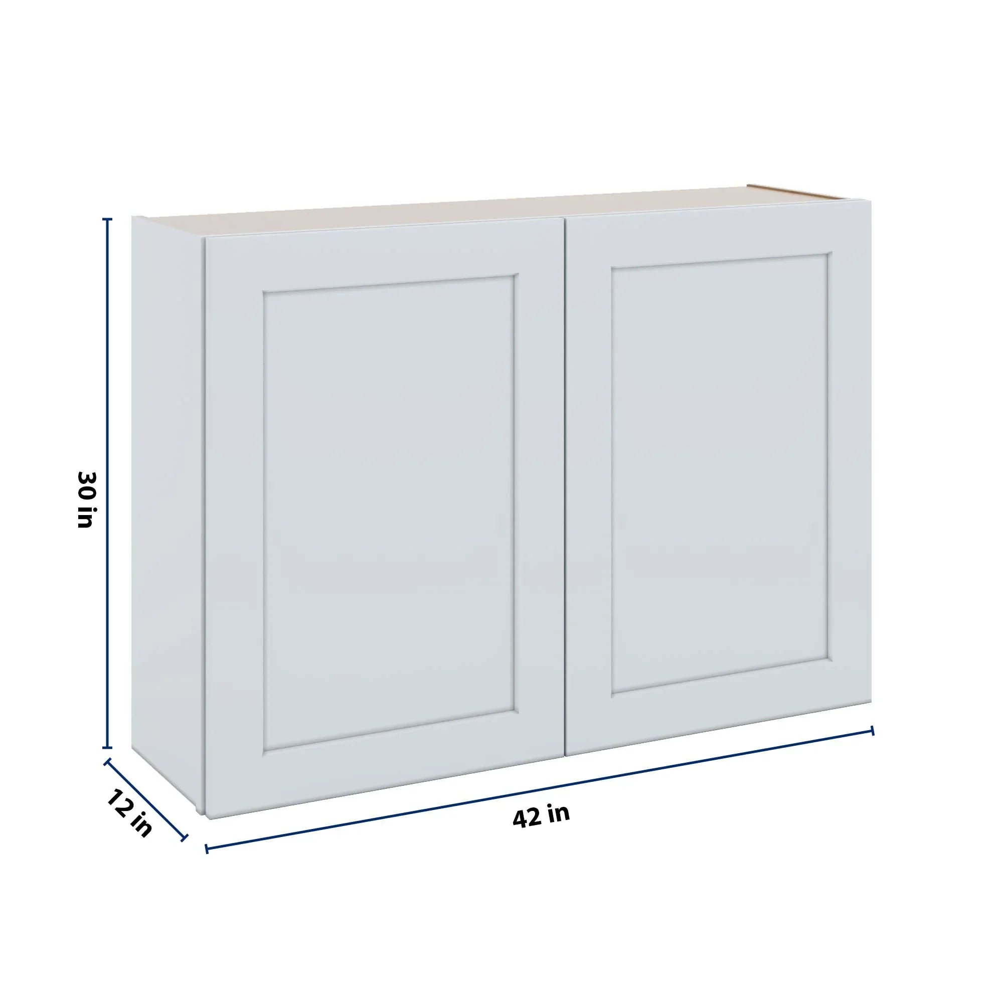 J&K White Shaker S8 Double Door Wall Cabinet - 42" W x 30" H