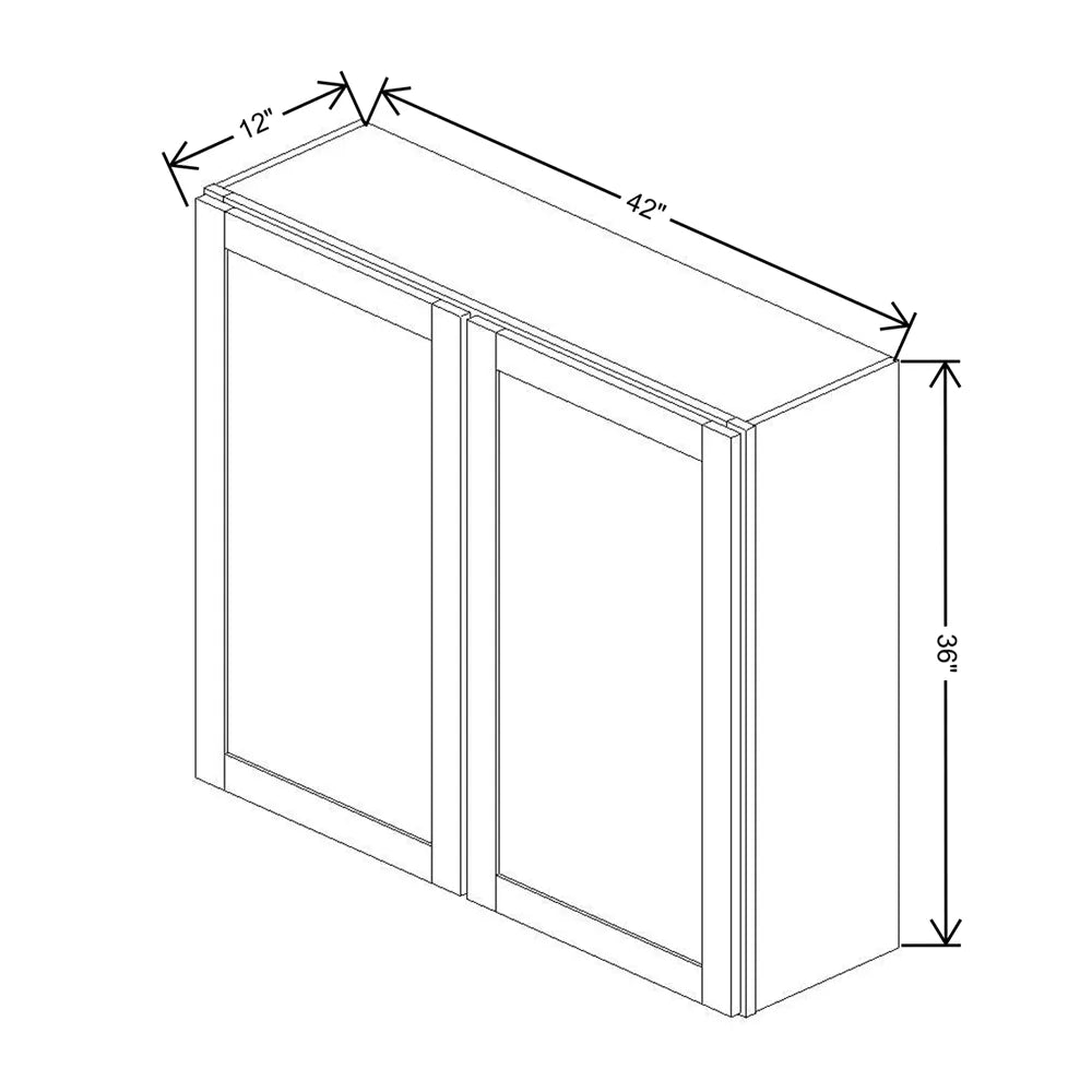 Kitchen Cabinet Distributors Shaker Designer White 5PC Double Door Wall Cabinet - 42" W x 36" H