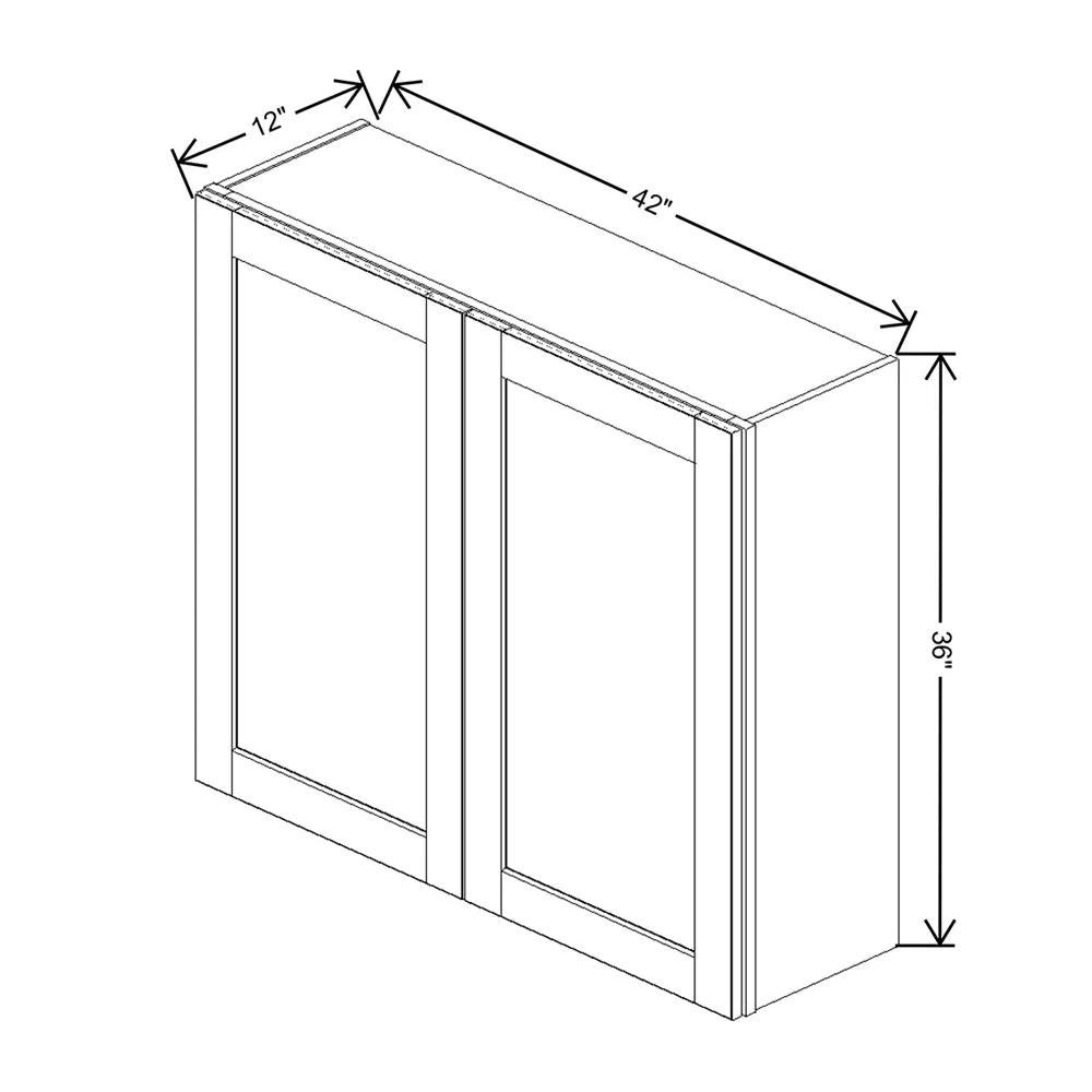 J&K Castle Grey S5 Double Door Wall Cabinet - 42" W x 36" H