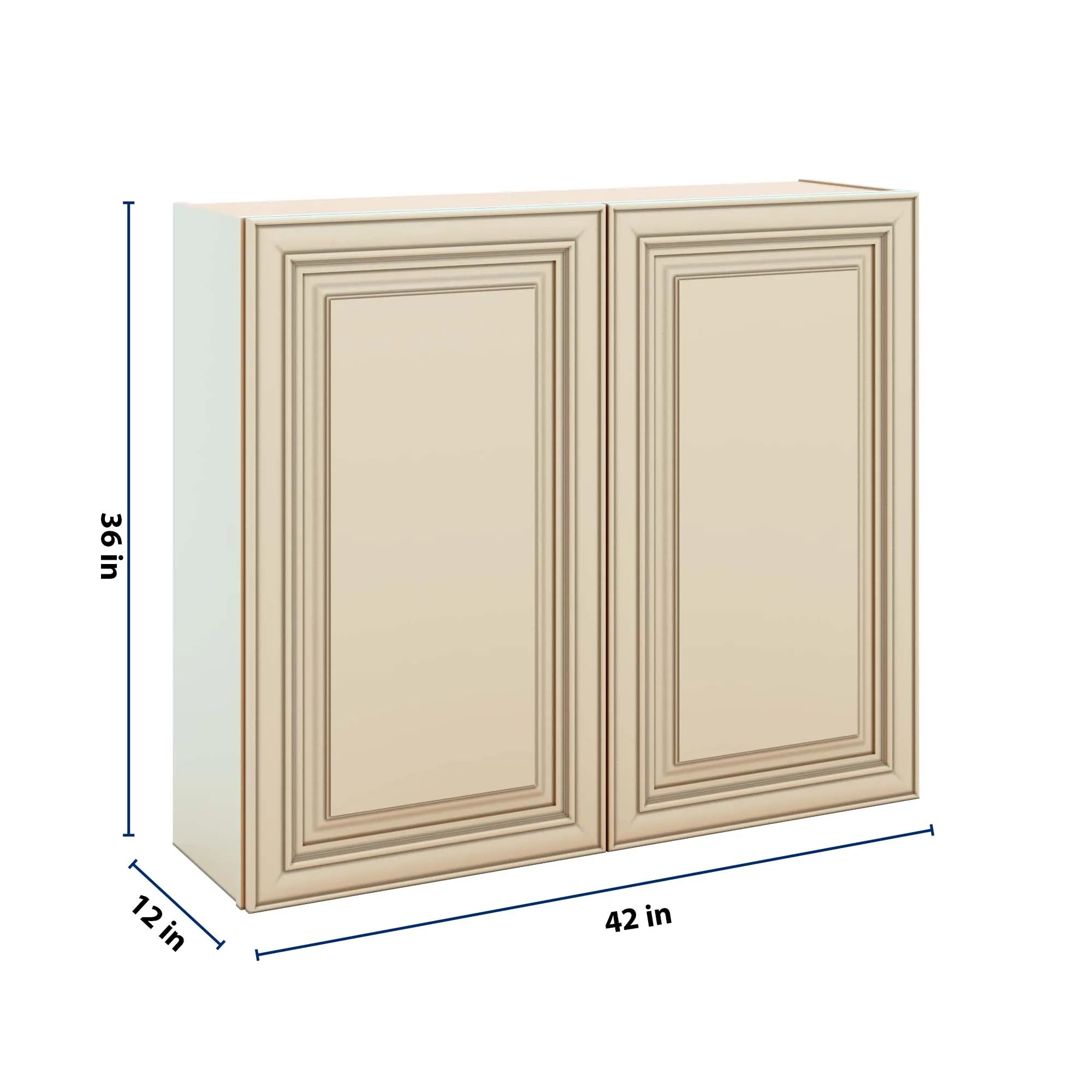 J&K Creme Glazed A7 Double Door Wall Cabinet - 42" W x 36" H