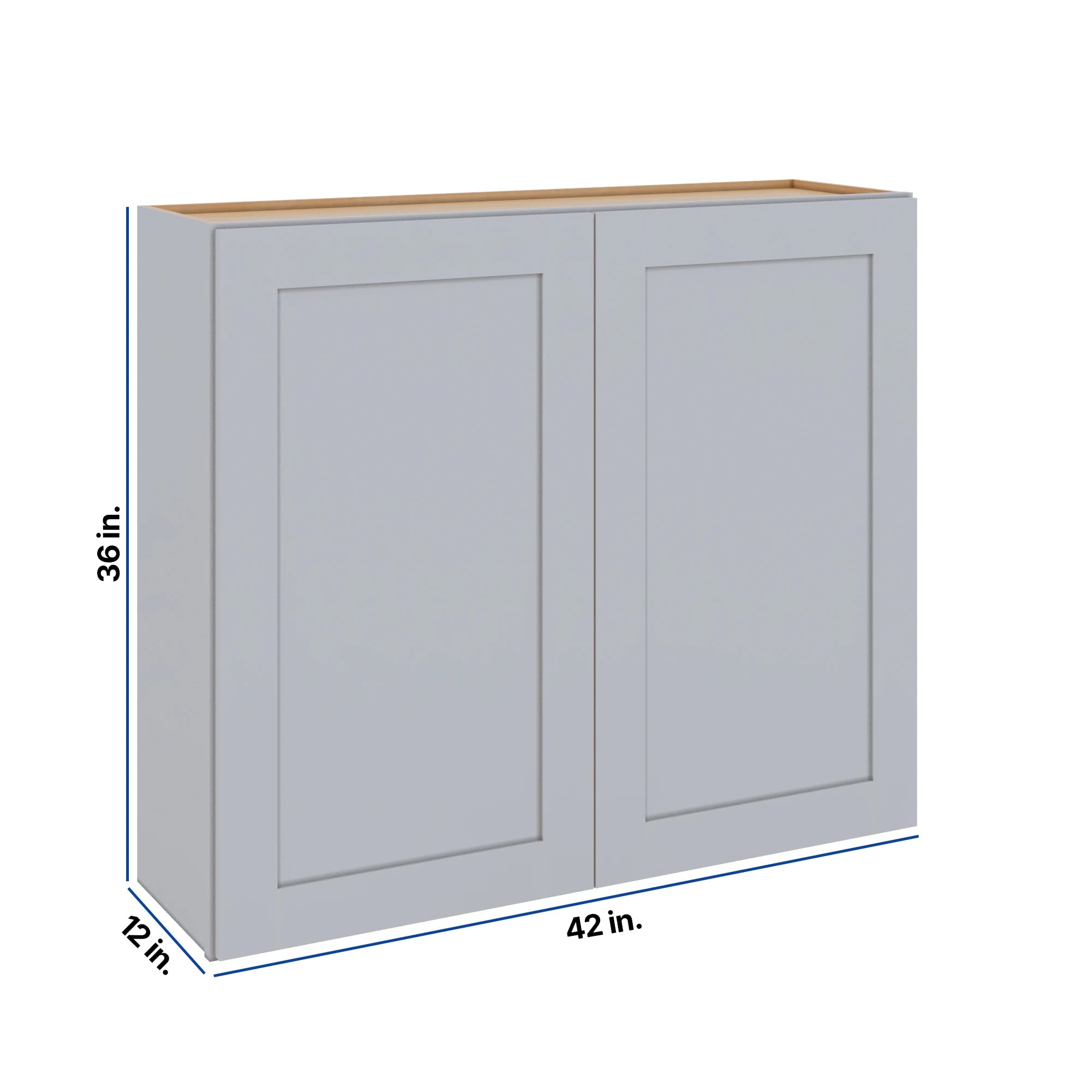 Modernform Cabinet Grey Shaker 42" W X 36" H X 12" D Double Door Wall Cabinet