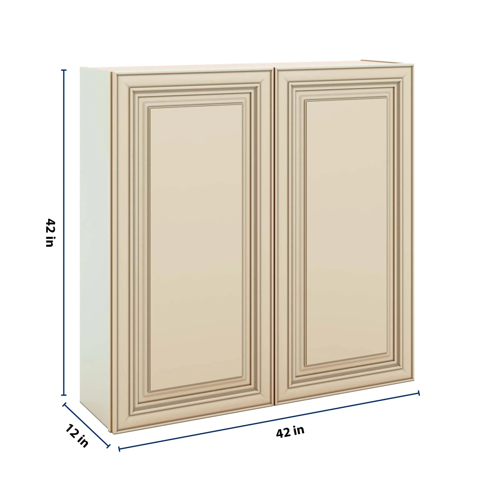 J&K Creme Glazed A7 Double Door Wall Cabinet - 42" W x 42" H
