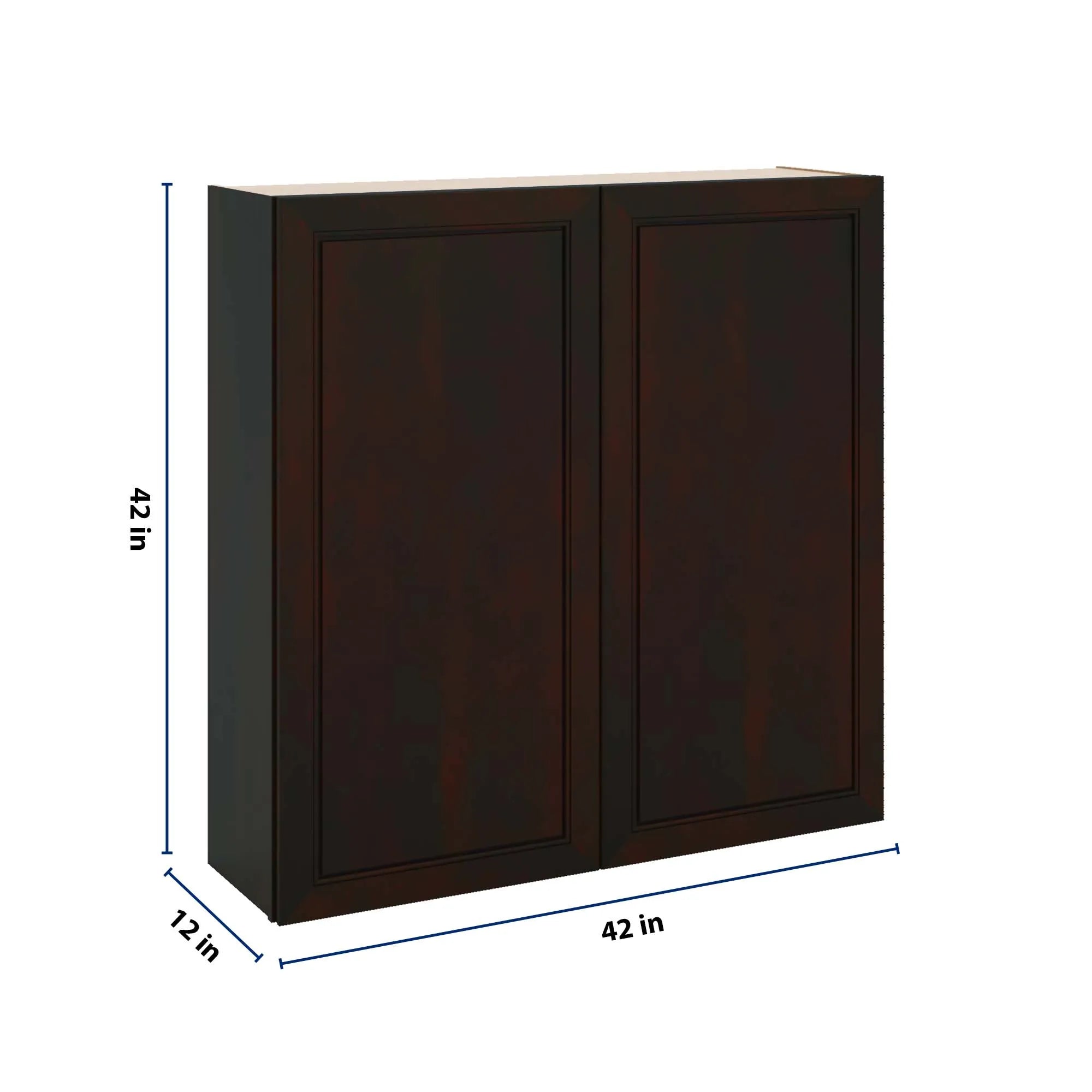 J&K Espresso K8 Double Door Wall Cabinet - 42" W x 42" H