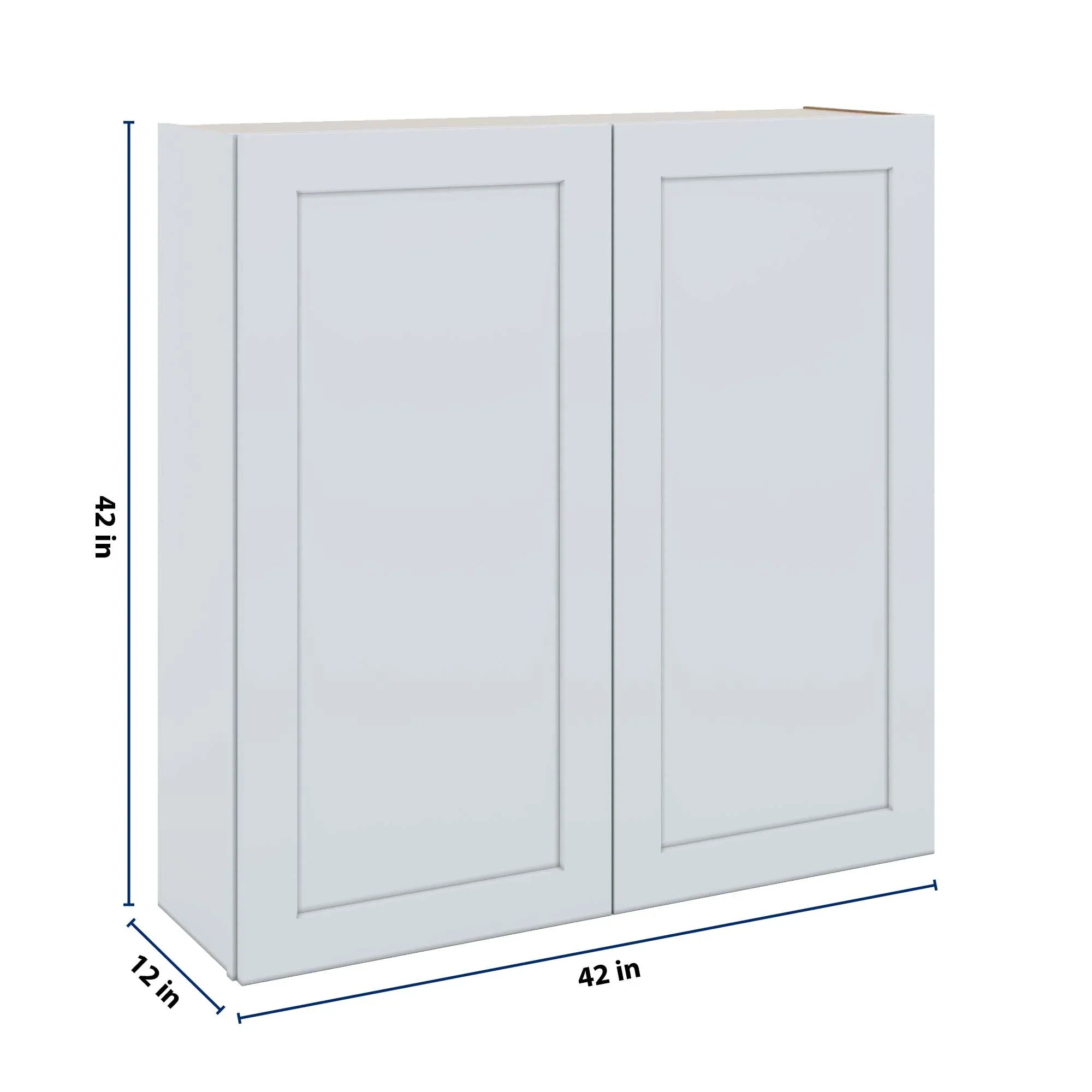 J&K White Shaker S8 Double Door Wall Cabinet - 42" W x 42" H