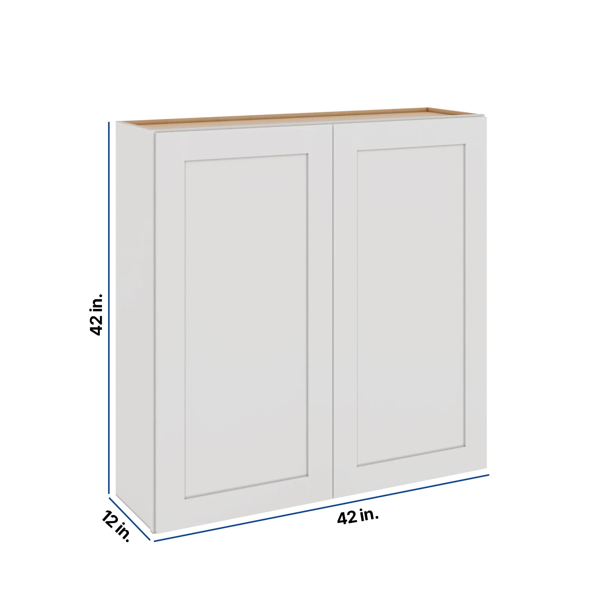 Modernform Cabinet White Shaker 42" W X 42" H X 12" D Double Door Wall Cabinet