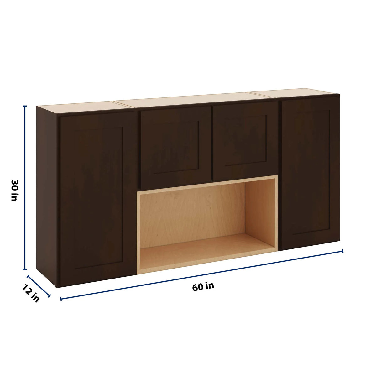 CNC Luxor 5-Piece Espresso 60" W X 30" H Open Wall Cabinet