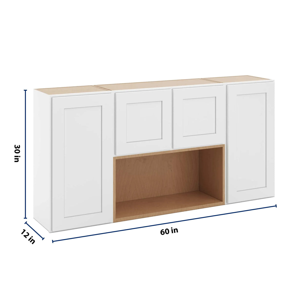 cnc luxor white 60 w x 30 h open wall cabinet