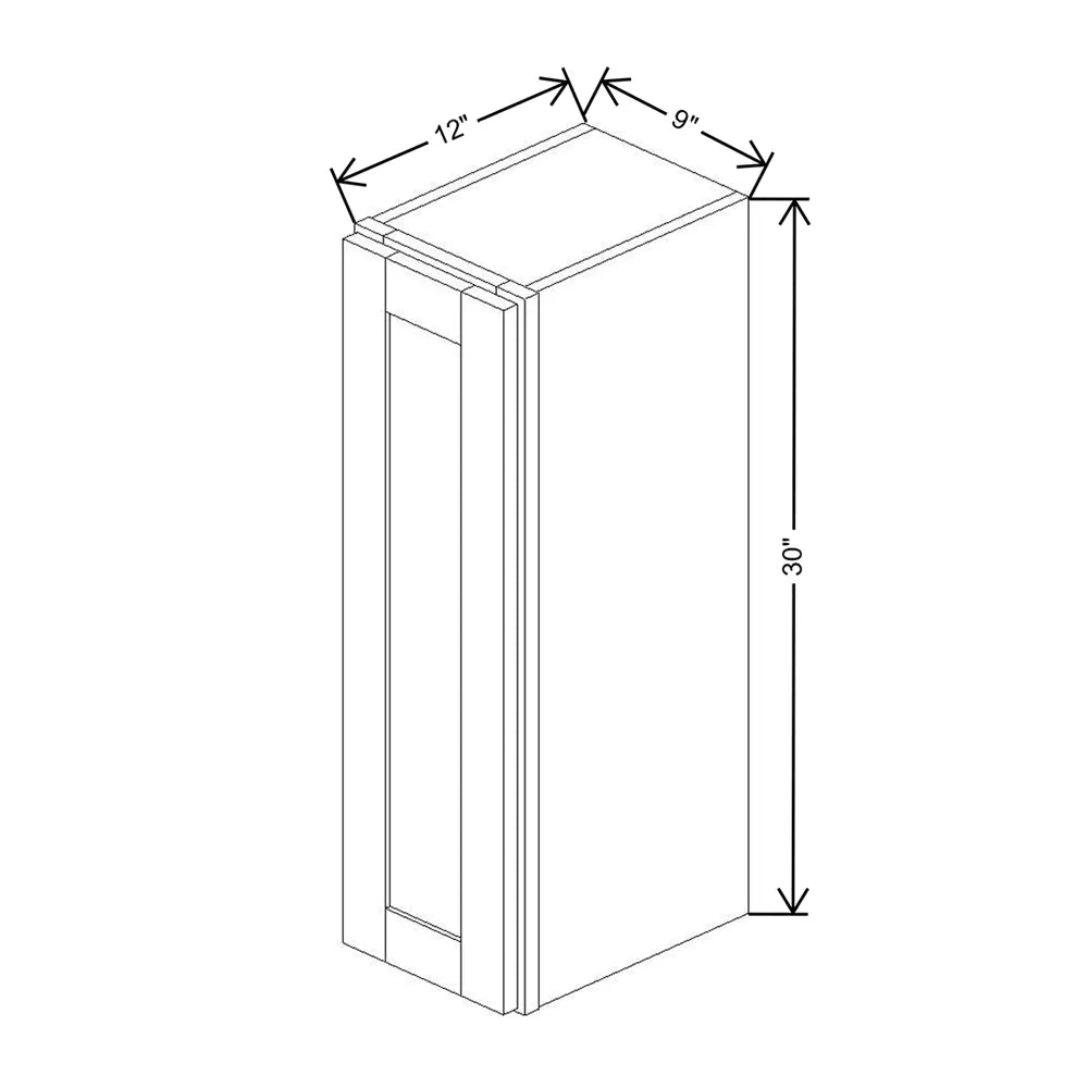 Kitchen Cabinet Distributors Shaker Designer White 5PC Single Door Wall Cabinet - 9" W x 30" H