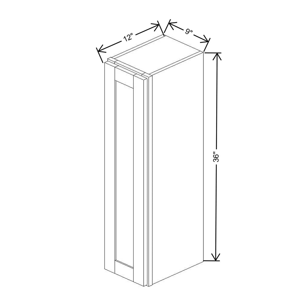 Kitchen Cabinet Distributors Shaker Designer White 5PC Single Door Wall Cabinet - 9" W x 36" H