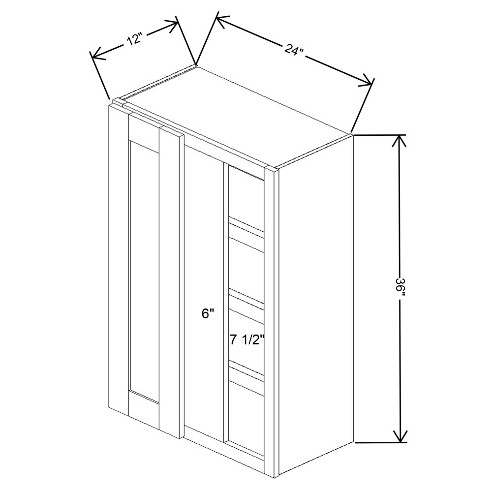 Fabuwood Quest Discovery Frost Blind Corner Reversible Wall 24"W x 36"H Shaker Cabinet