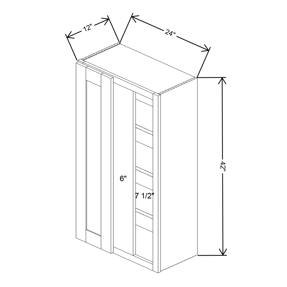 Fabuwood Value Premium Hallmark Frost Blind Corner Reversible Wall 24"W x 42"H Shaker Cabinet