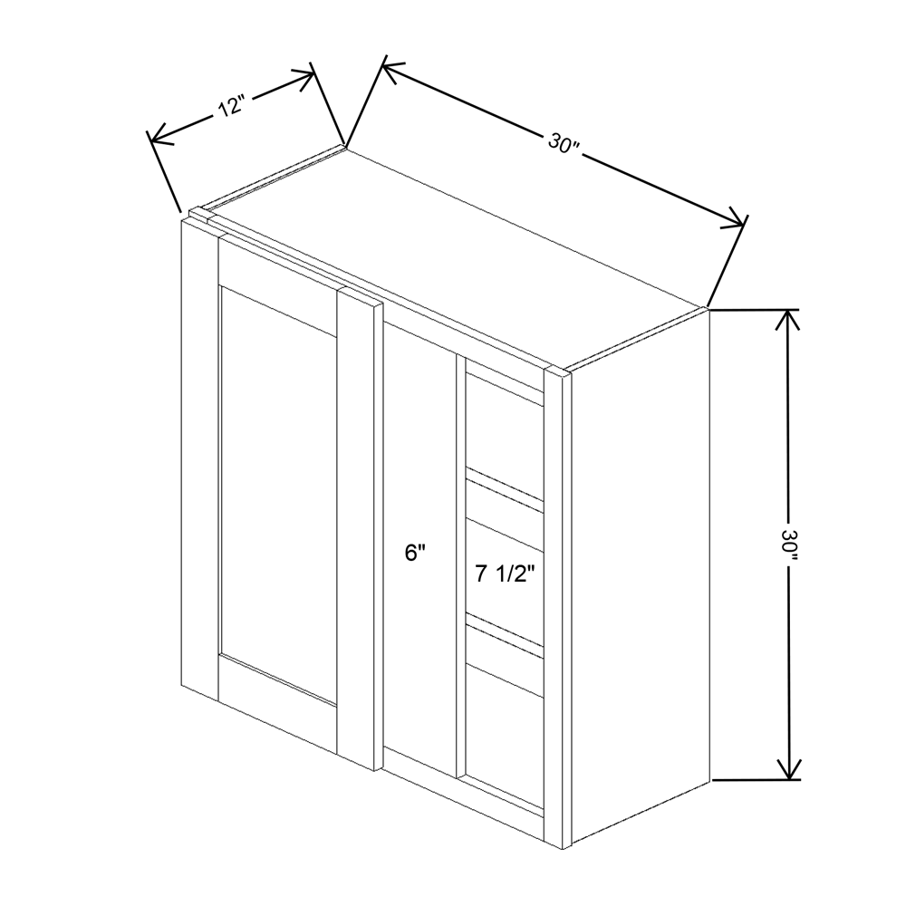 Fabuwood Value Premium Hallmark Frost Blind Corner Reversible Wall 30"W x 30"H Shaker Cabinet