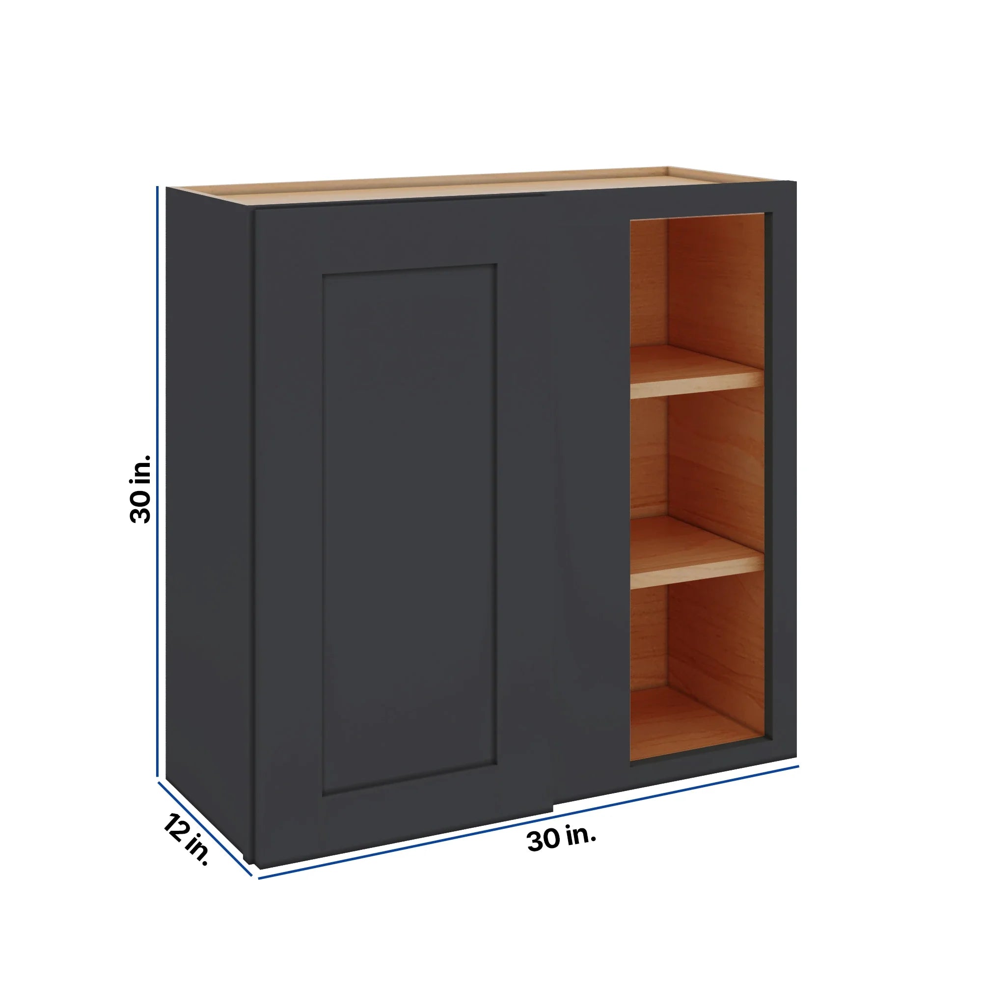 Modernform Cabinet Onyx Black Shaker 30" W X 30" H X 12" D Single Door Blind Corner Wall Cabinet