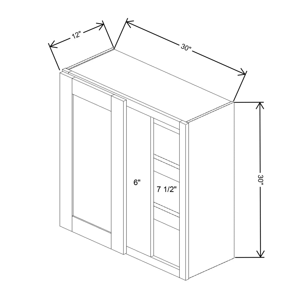 Fabuwood Allure Fusion Timber 30" To 33" W X 30" H X 12" D Single Door Blind Corner Wall Cabinet