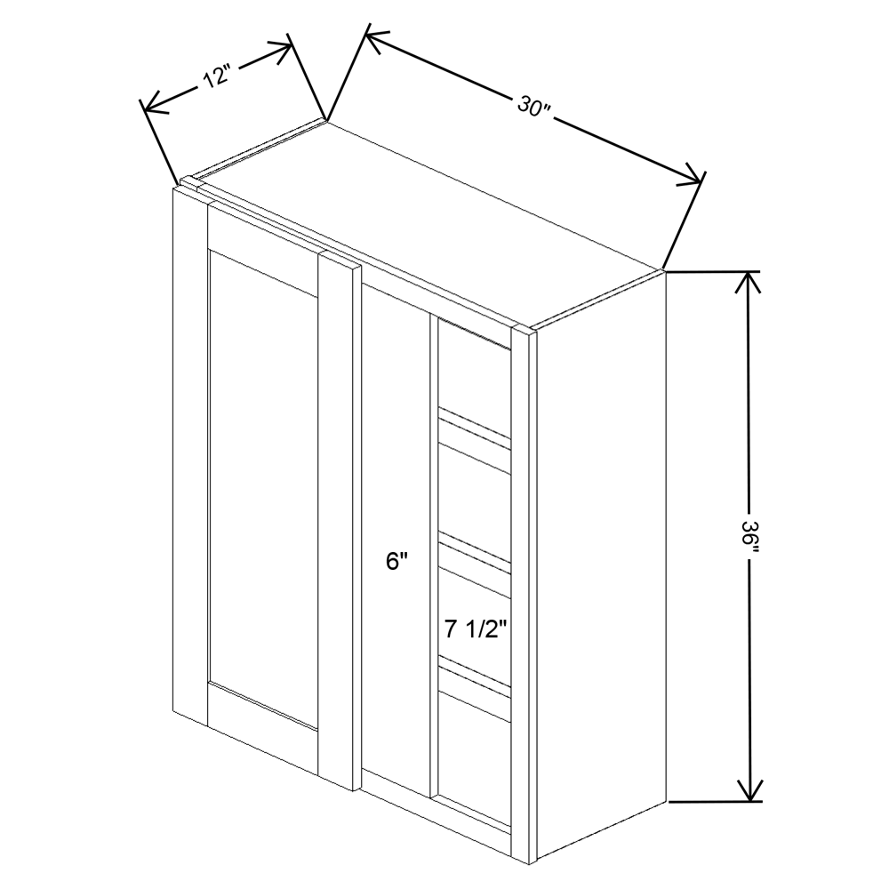 Fabuwood Allure Galaxy Dove Blind Corner Reversible Wall 30"W x 36"H Shaker Cabinet