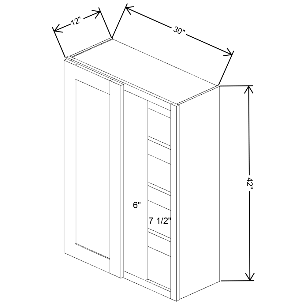 Fabuwood Allure Galaxy horizon Blind Corner Reversible Wall 30"W x 42"H Shaker Cabinet