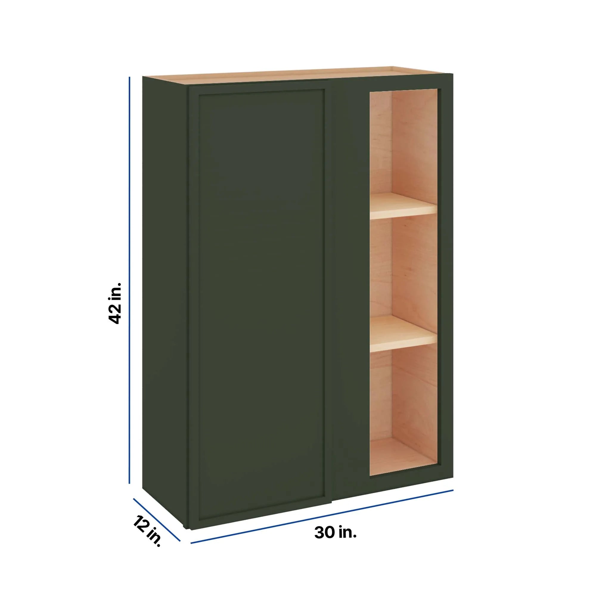 Modernform Cabinet Slim Sage Green 30" W X 42" H X 12" D Single Door Blind Corner Wall Cabinet