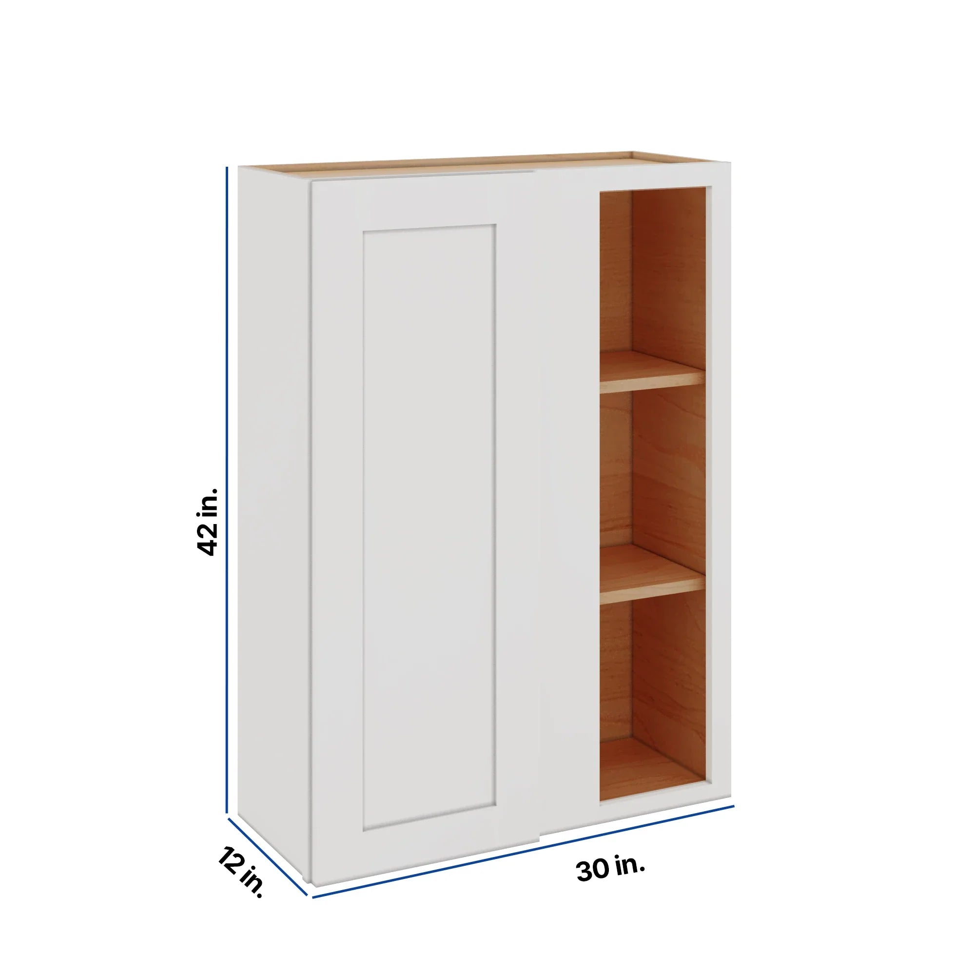 Modernform Cabinet White Shaker 30" W X 42" H X 12" D Single Door Blind Corner Wall Cabinet