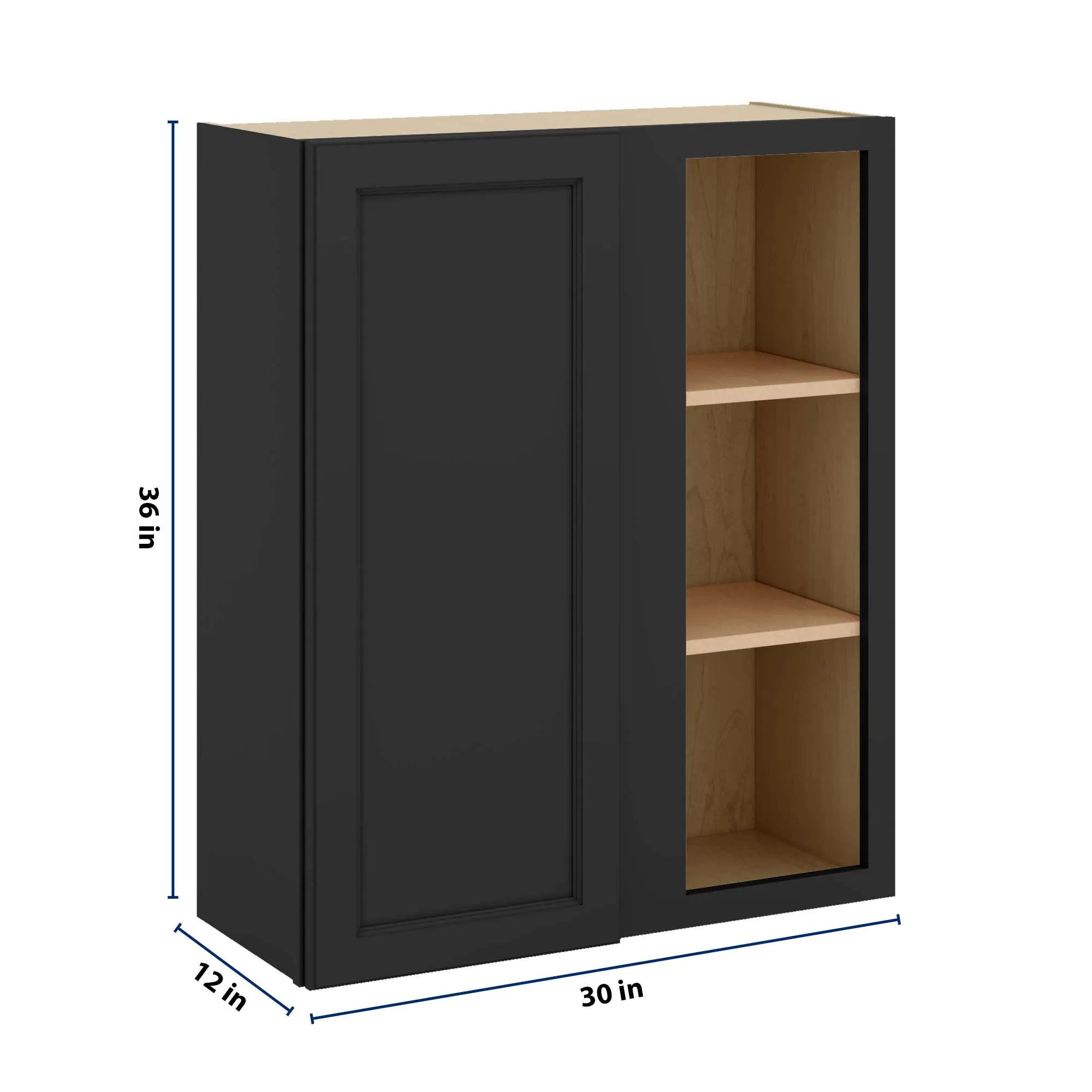 J&K Charcoal E2 Blind Wall Cabinet - 30" W x 36" H