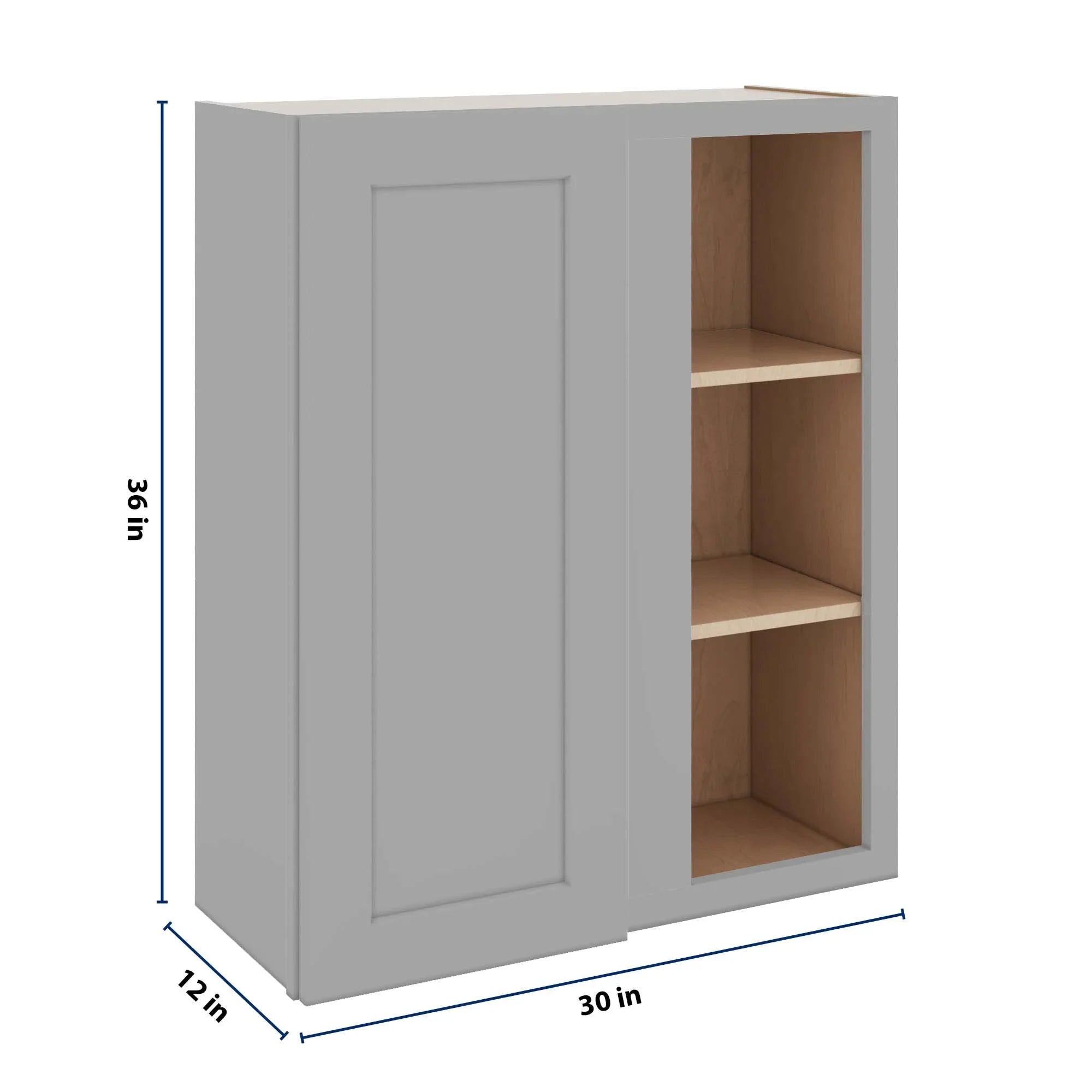 J&K Castle Grey S5 Blind Wall Cabinet - 30" W x 36" H